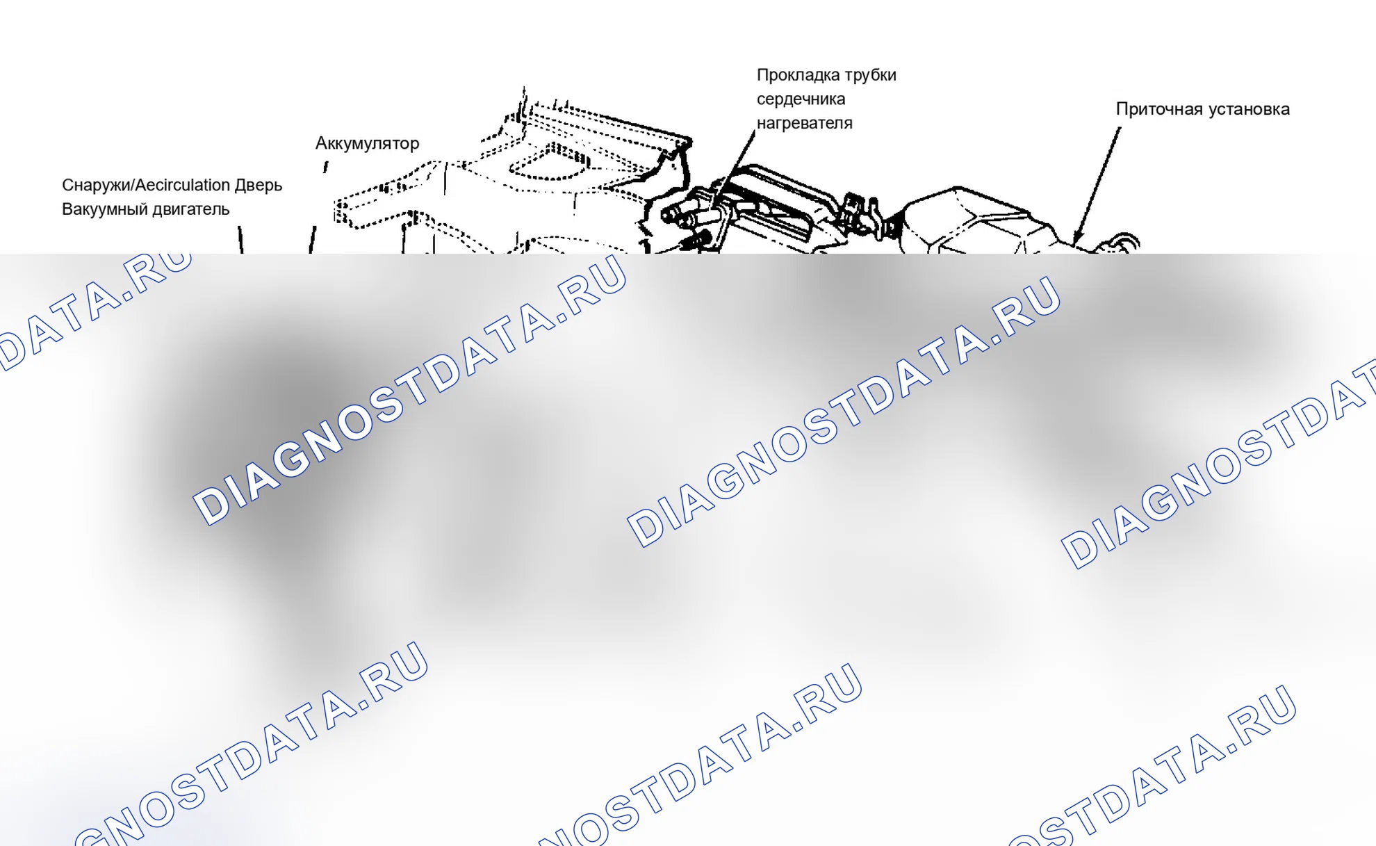Рис. 10: Удаление испарителя и приточной камеры. Ford Cab & Chassis Ranger 