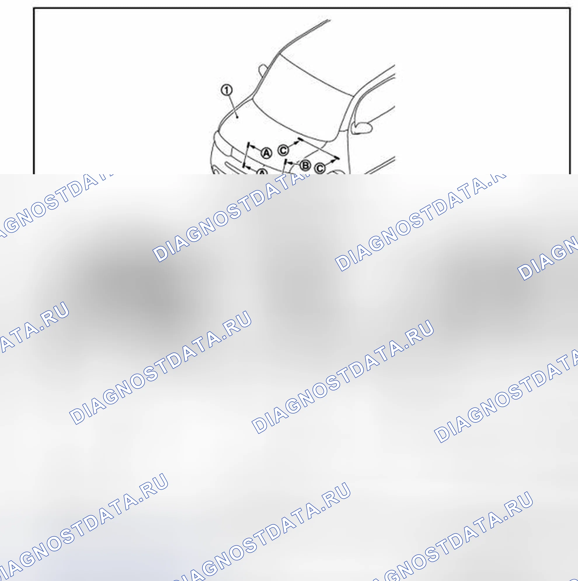 Рис. 30: КАПОТ В СБОРЕ: Регулировка. Nissan Cube III