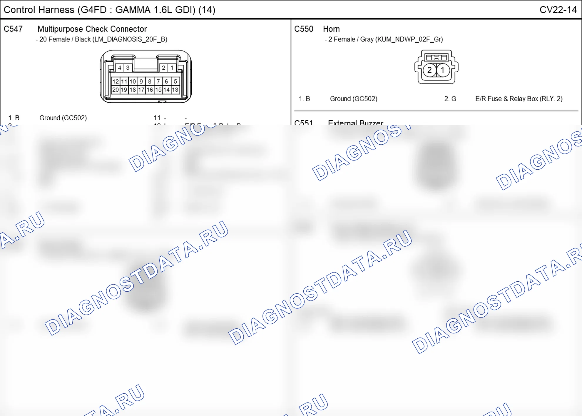 Распиновка разъёма C549 — жгута управления. Hyundai ix35 EL