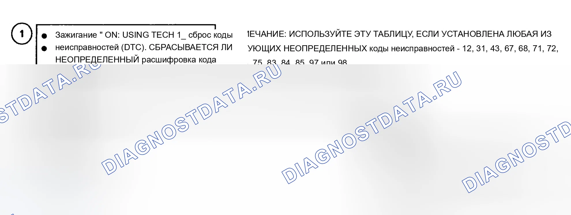 Рис. 109: TECH 1 DISPLAYS UNDEFINED коды неисправностей. Buick Century V