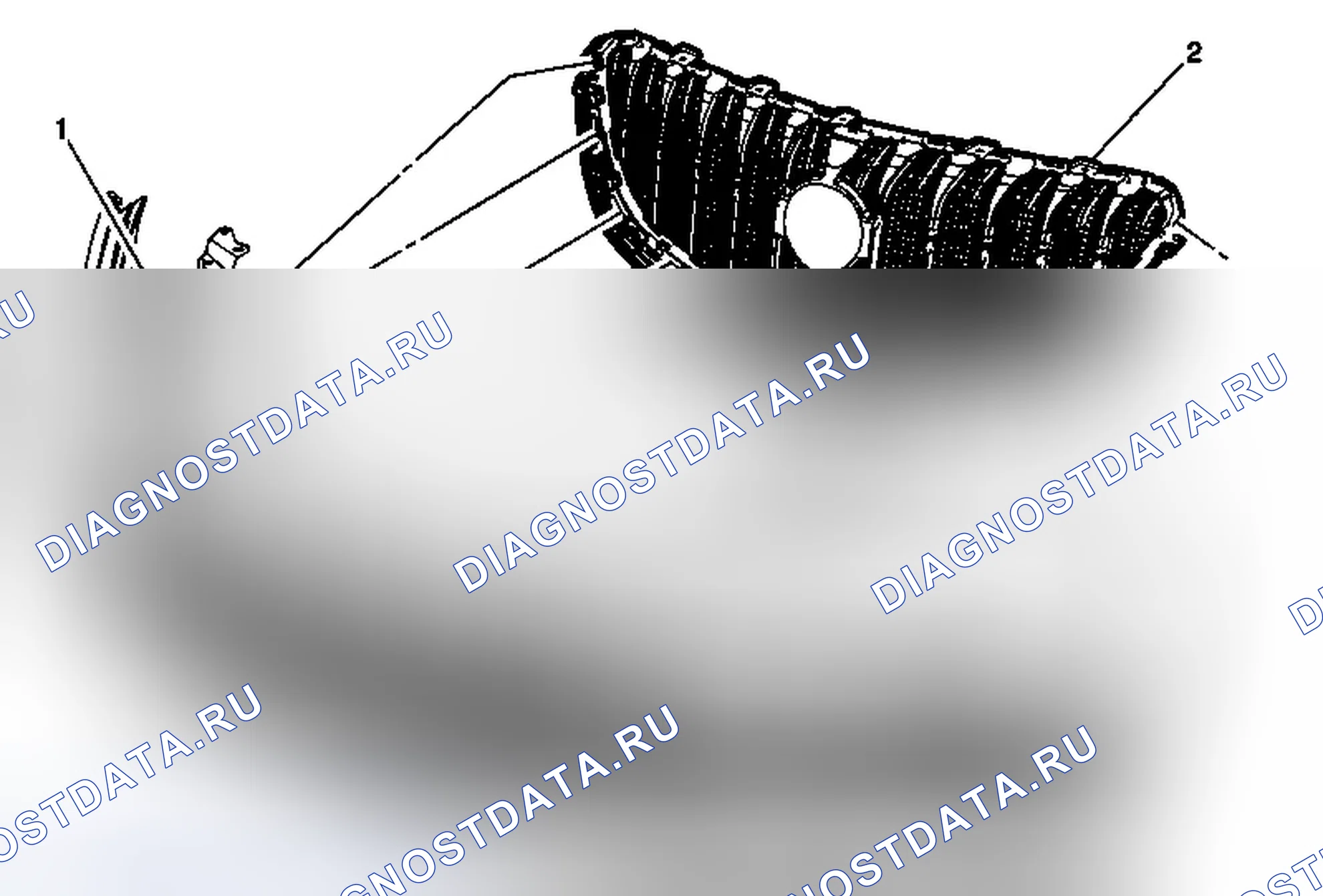 Рис. 37: Замена передней верхней решетки (анклав). GMC Acadia I рестайлинг