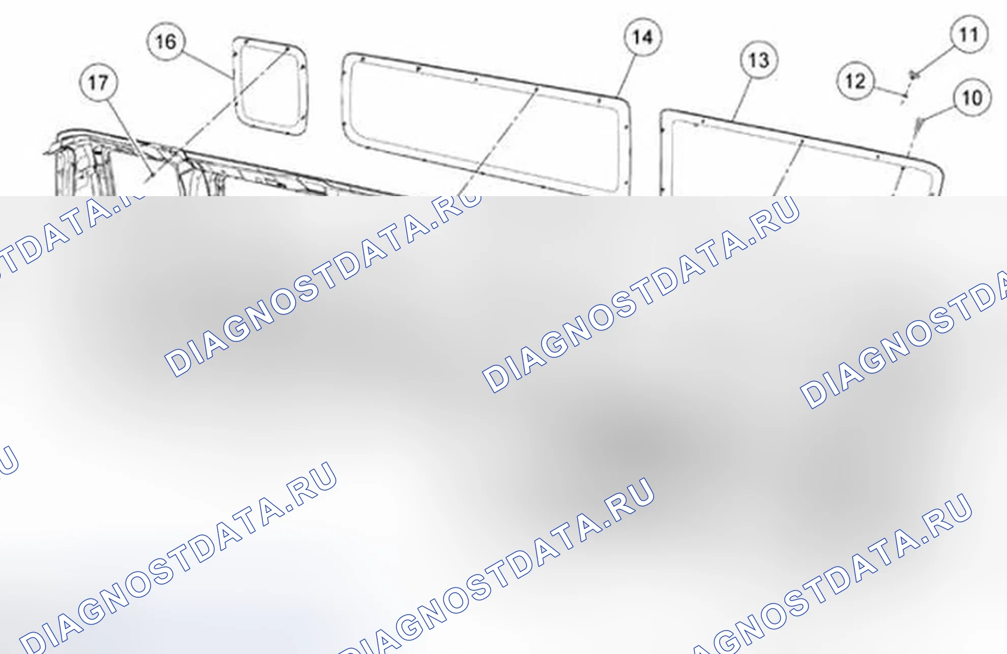 Рис. 31: Оконное стекло - сбоку. Ford Econoline E250 
