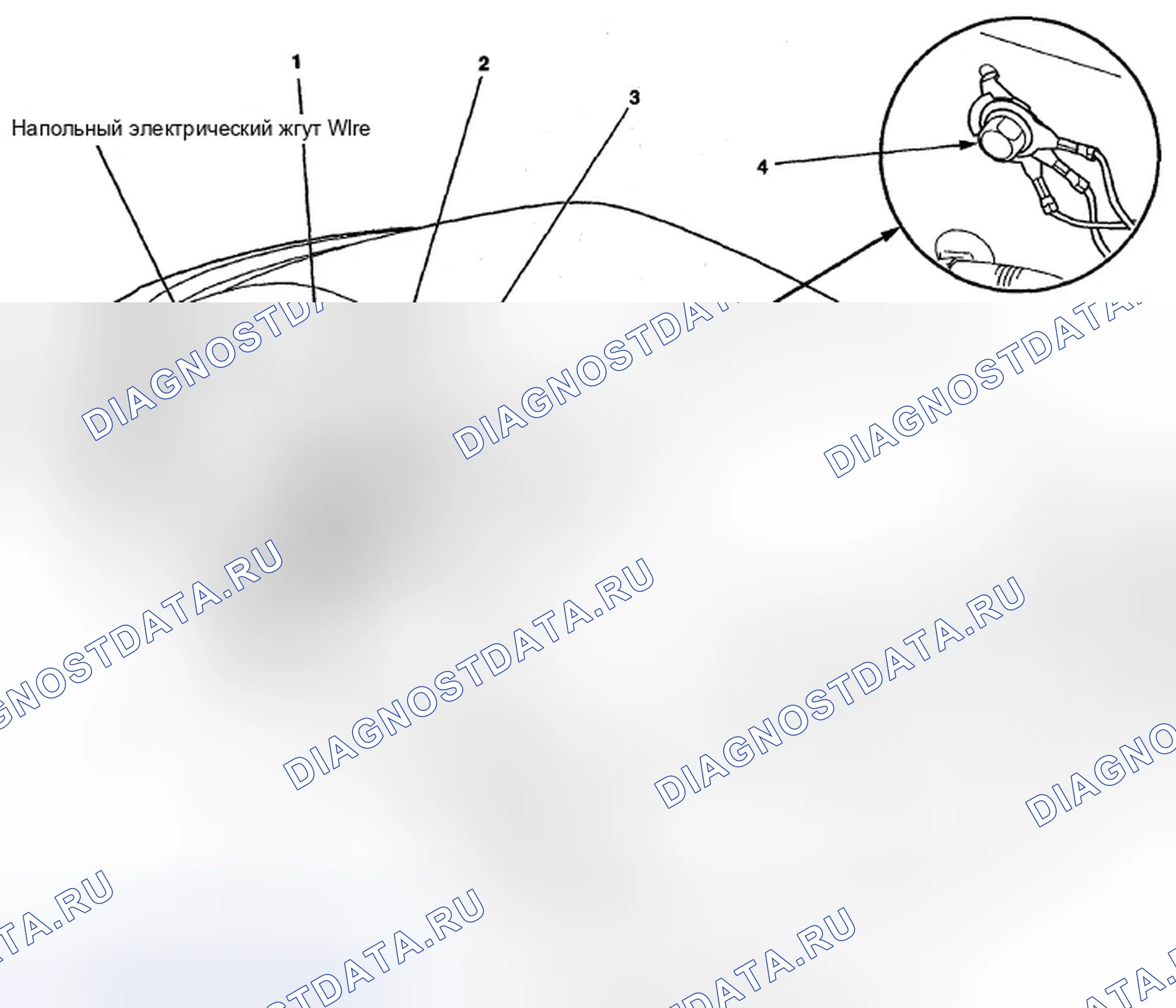 Рис. 630: Идентификация напольного электрожгута (203-25). Honda Insight ZE2