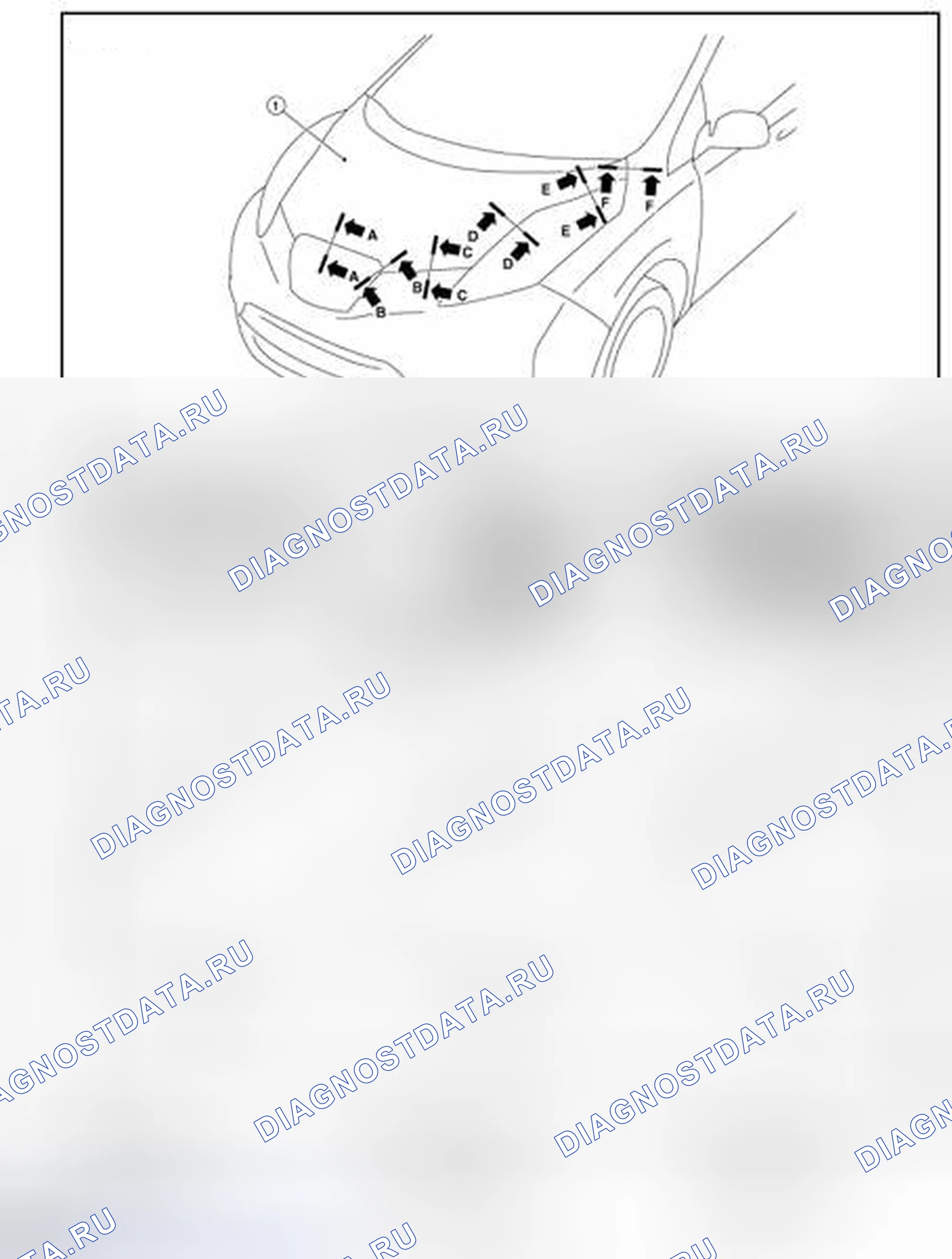 Рис. 19: КАПОТ В СБОРЕ: Регулировка. Nissan Leaf I