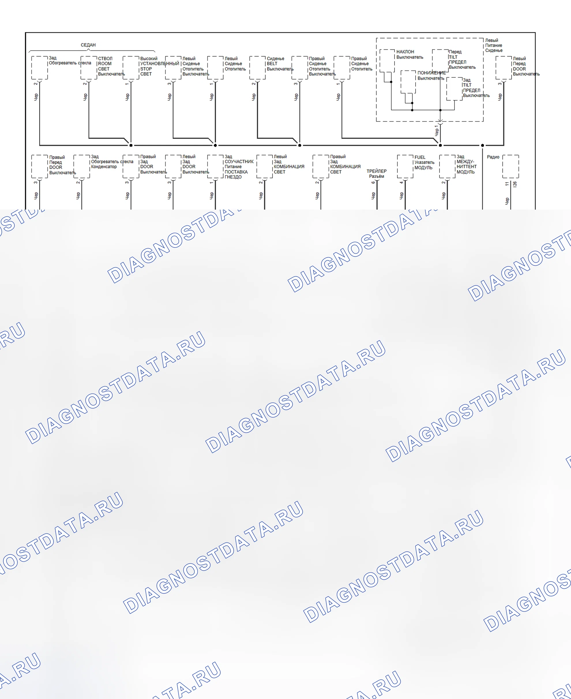 Рис. 19: Схема разводки массы (Legacy и Outback - 2 из 2). Subaru Legacy BE/BH/BT