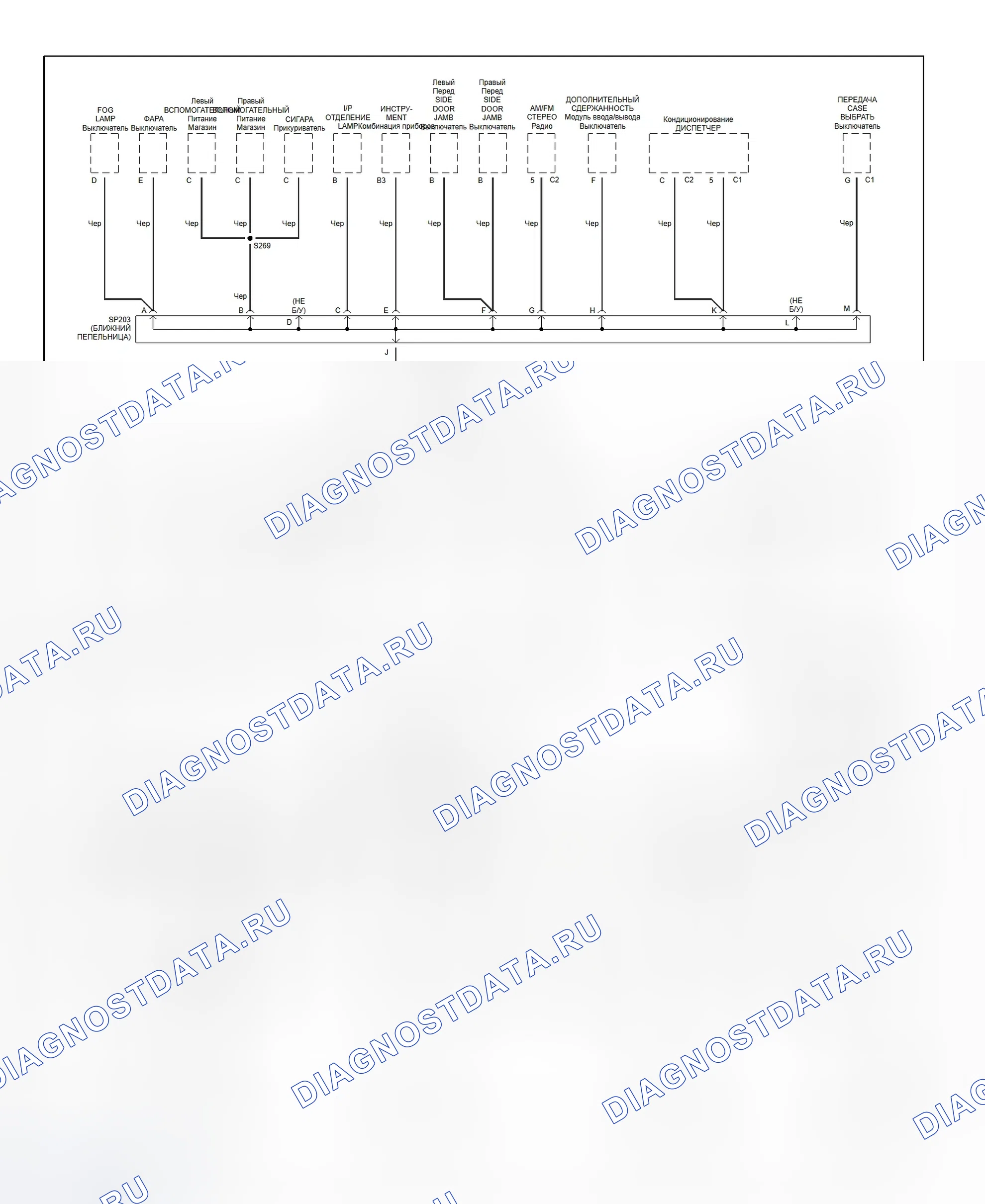 Рис. 11: Схема разводки массы (Hombre - 2 из 3). Isuzu VehiCross I