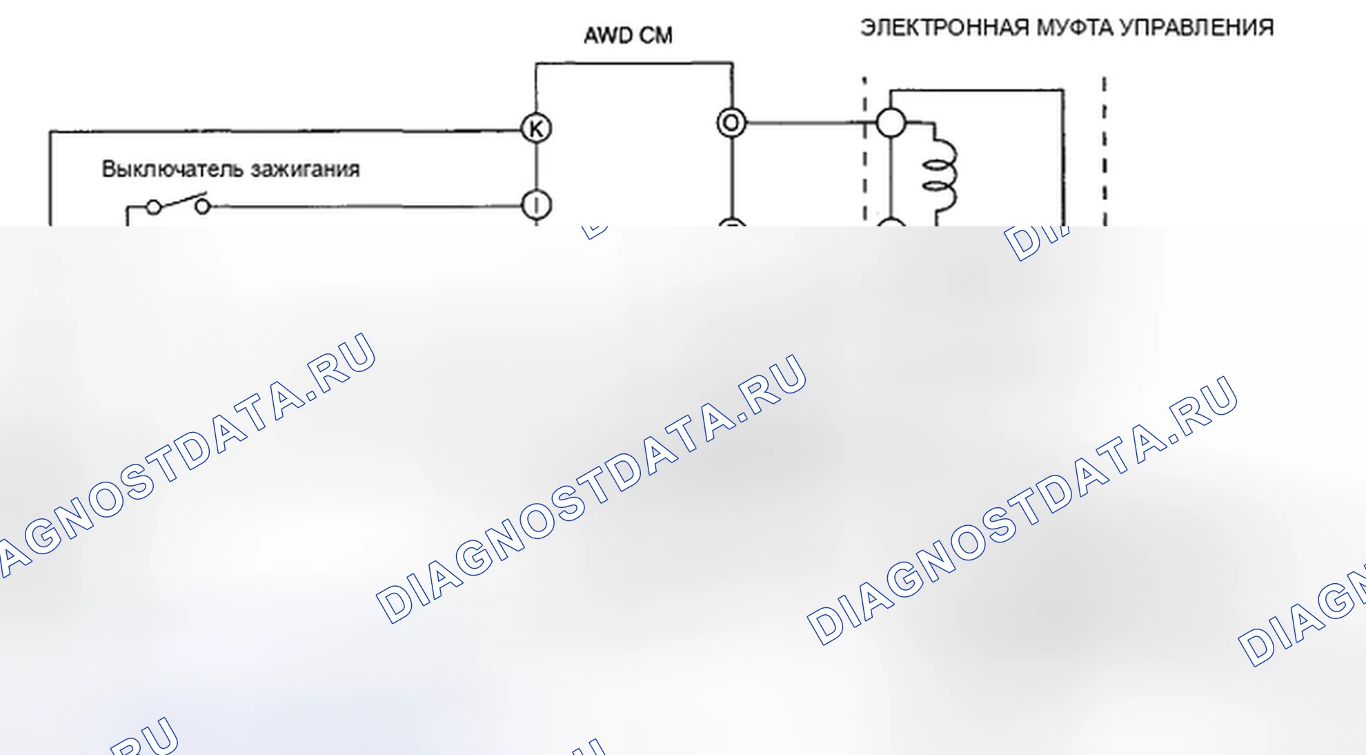 Рис. 66: СХЕМА ПОДКЛЮЧЕНИЯ ЭЛЕКТРОННОЙ СИСТЕМЫ УПРАВЛЕНИЯ AWD. Mazda CX-9 I