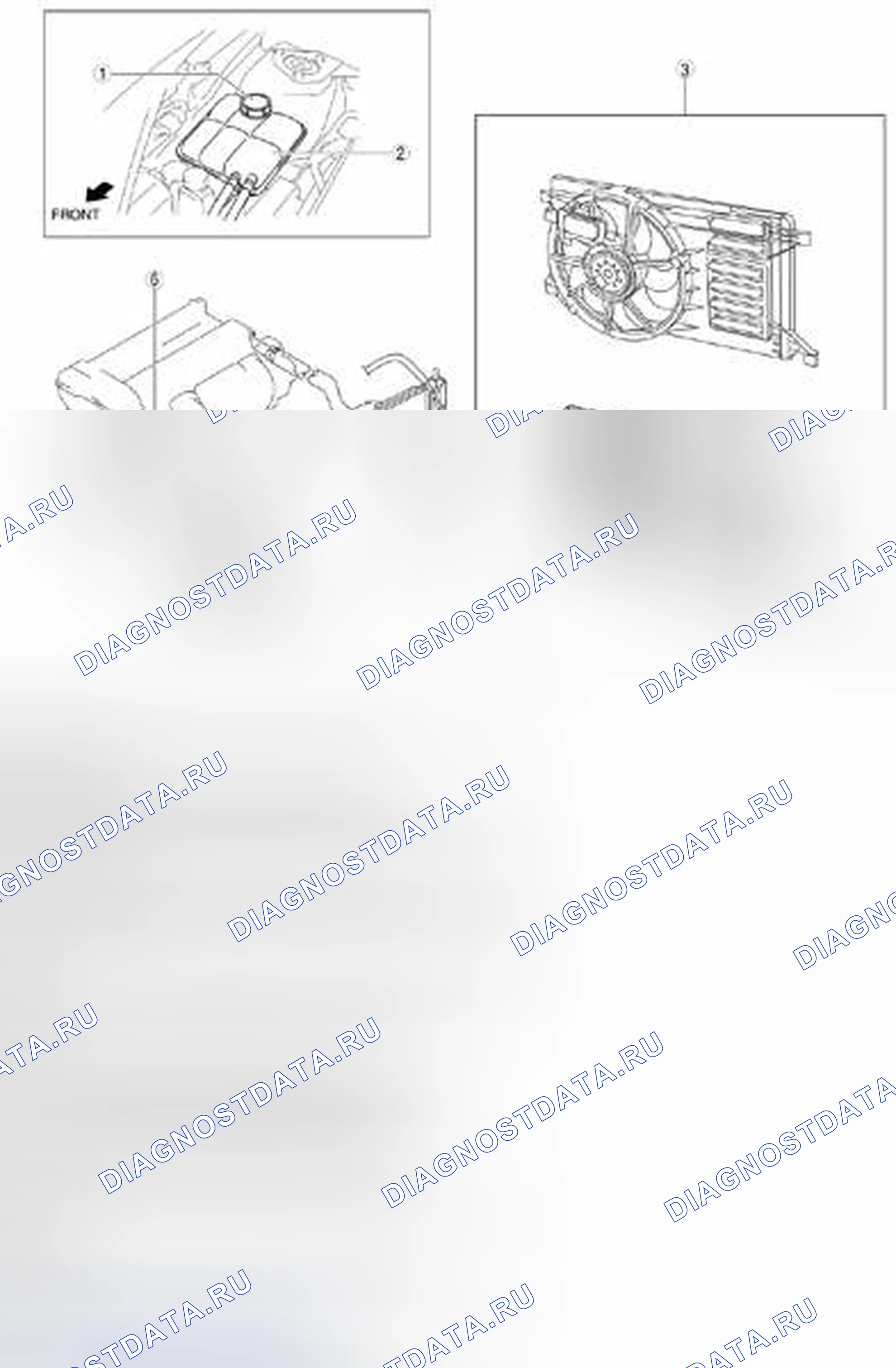 Рис. 1: Размещение компонентов системы охлаждения [Mzr 2.0, Мзр 2.5]. Mazda 3 BL рестайлинг