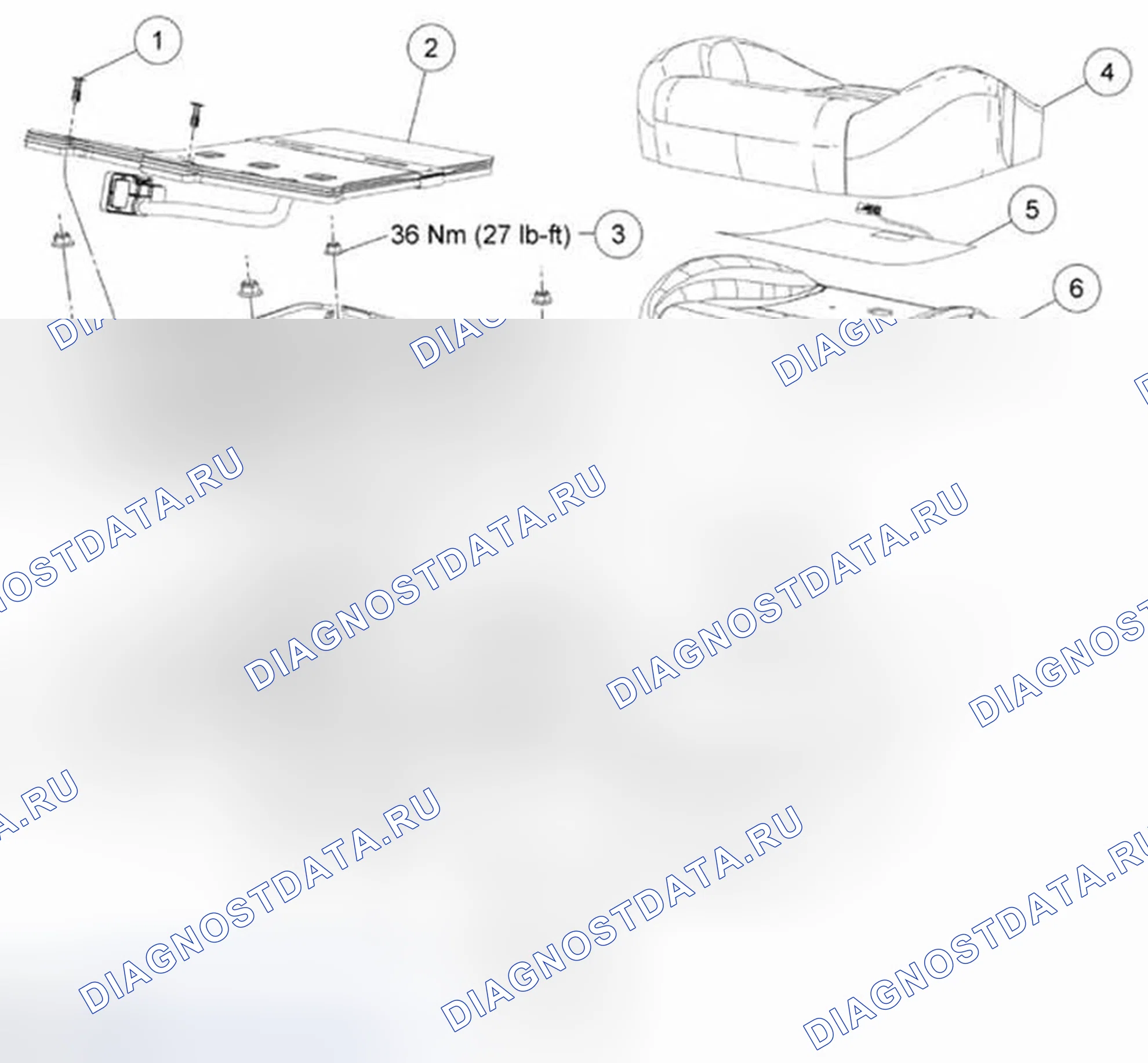 Рис. 61: Подушка сиденья - пассажирская. Ford Mustang V рестайлинг 2