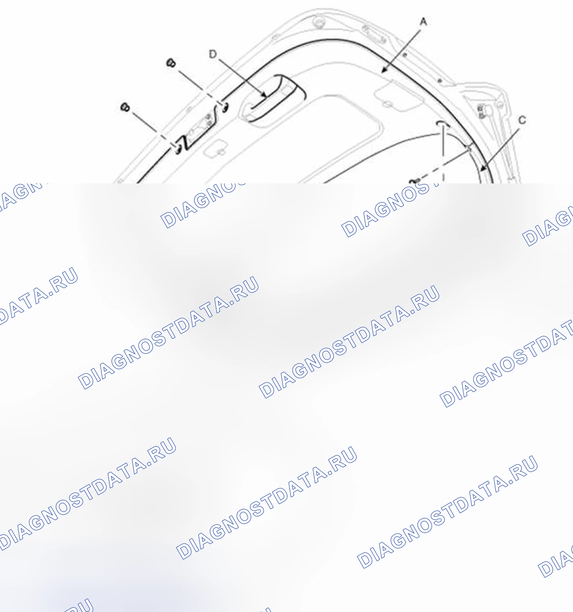 Рис. 22: Замена отделки двери багажника. Kia Sorento II