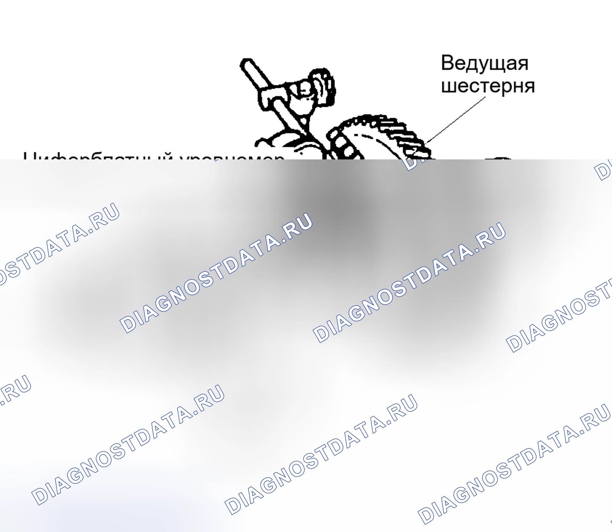 Рис. 98: Измерение бокового зазора между шестерней и ведущей шестерней. Kia Rio I