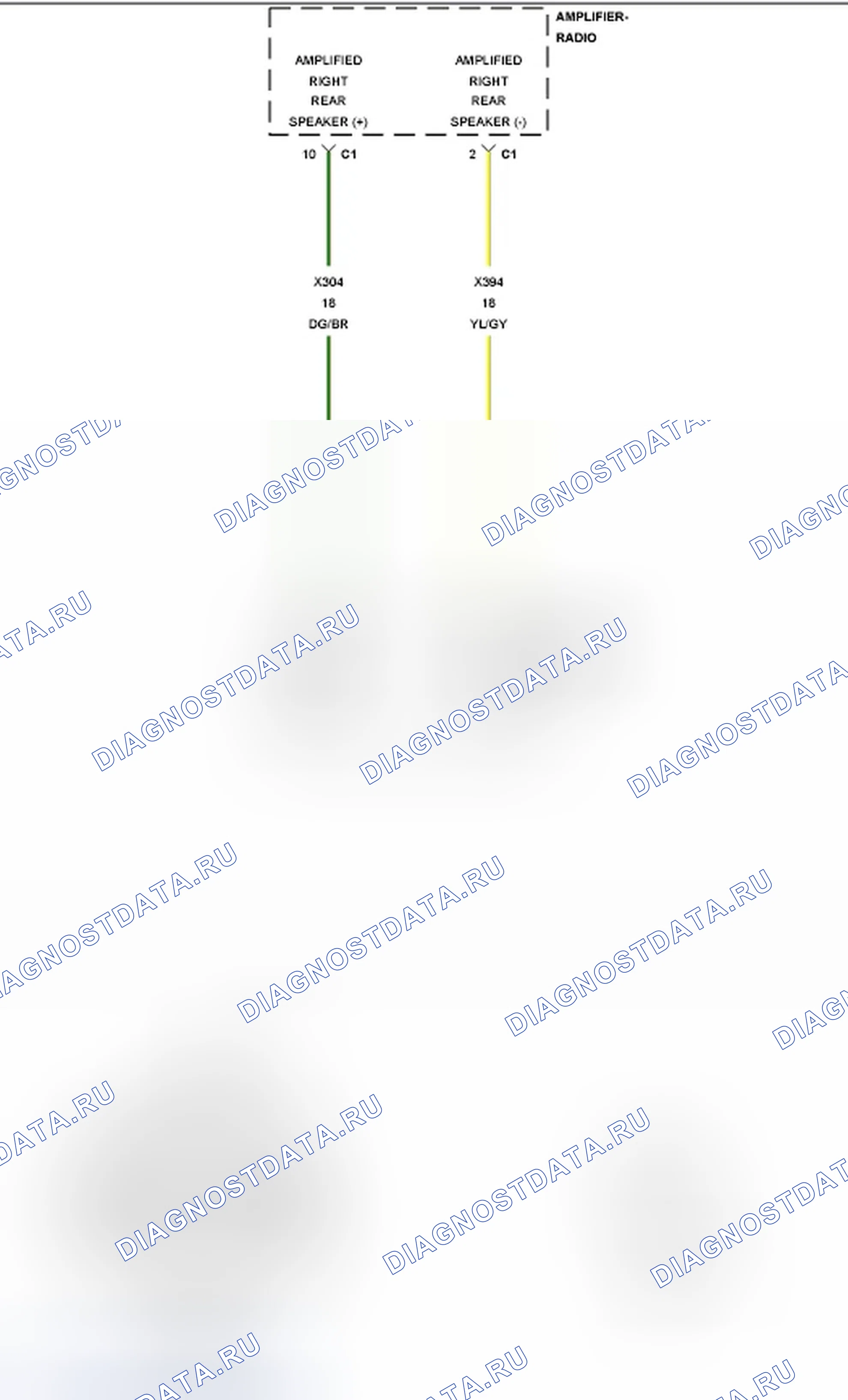 Рис. 54: ВЫХОДНАЯ ЦЕПЬ АУДИОДИНАМИКА B14C4-CHANNEL 11: НИЗКИЙ УРОВЕНЬ. Dodge Durango III