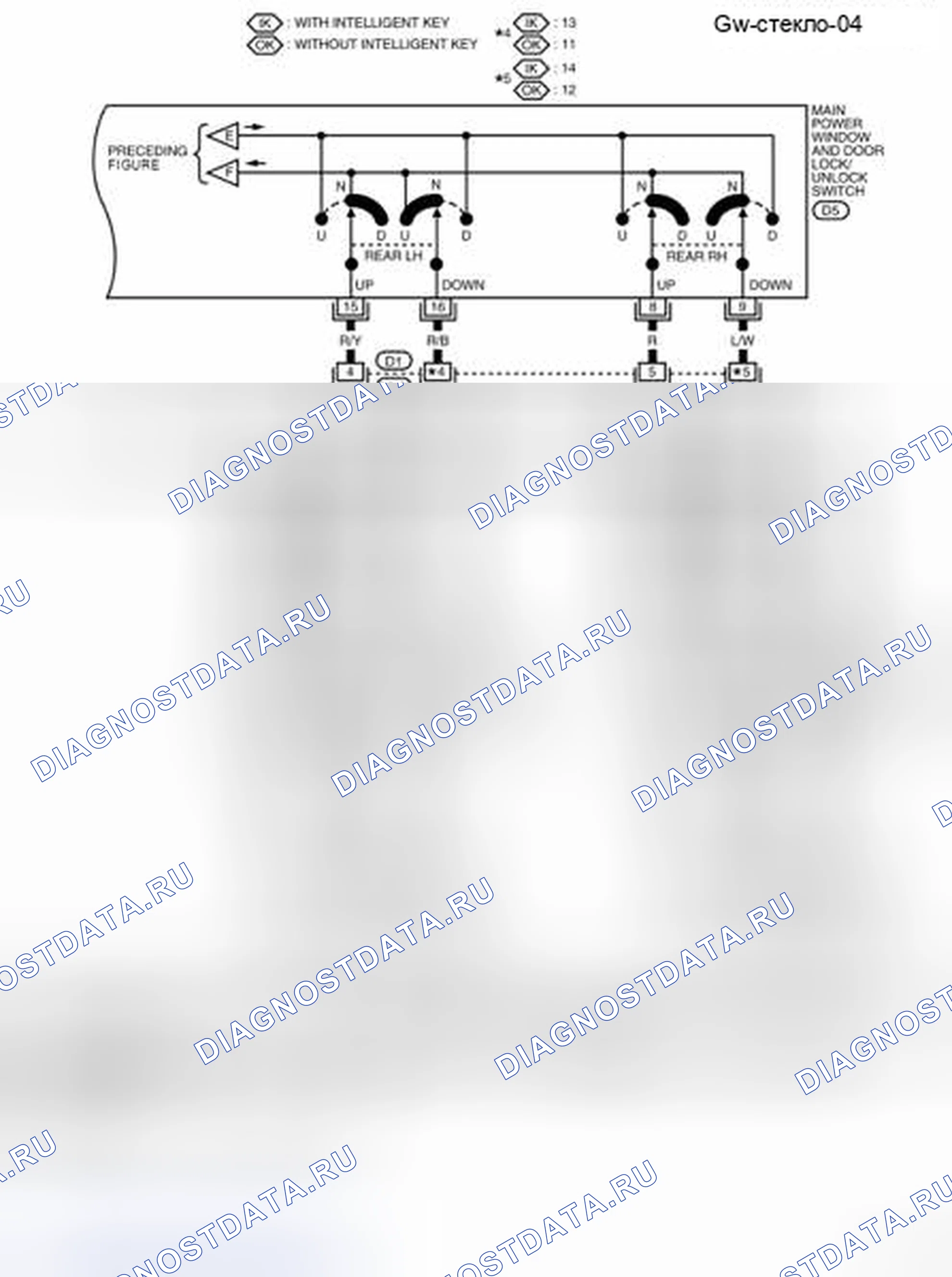 Рис. 27: электросхема - Gw-стекло-04. Nissan Sentra B16