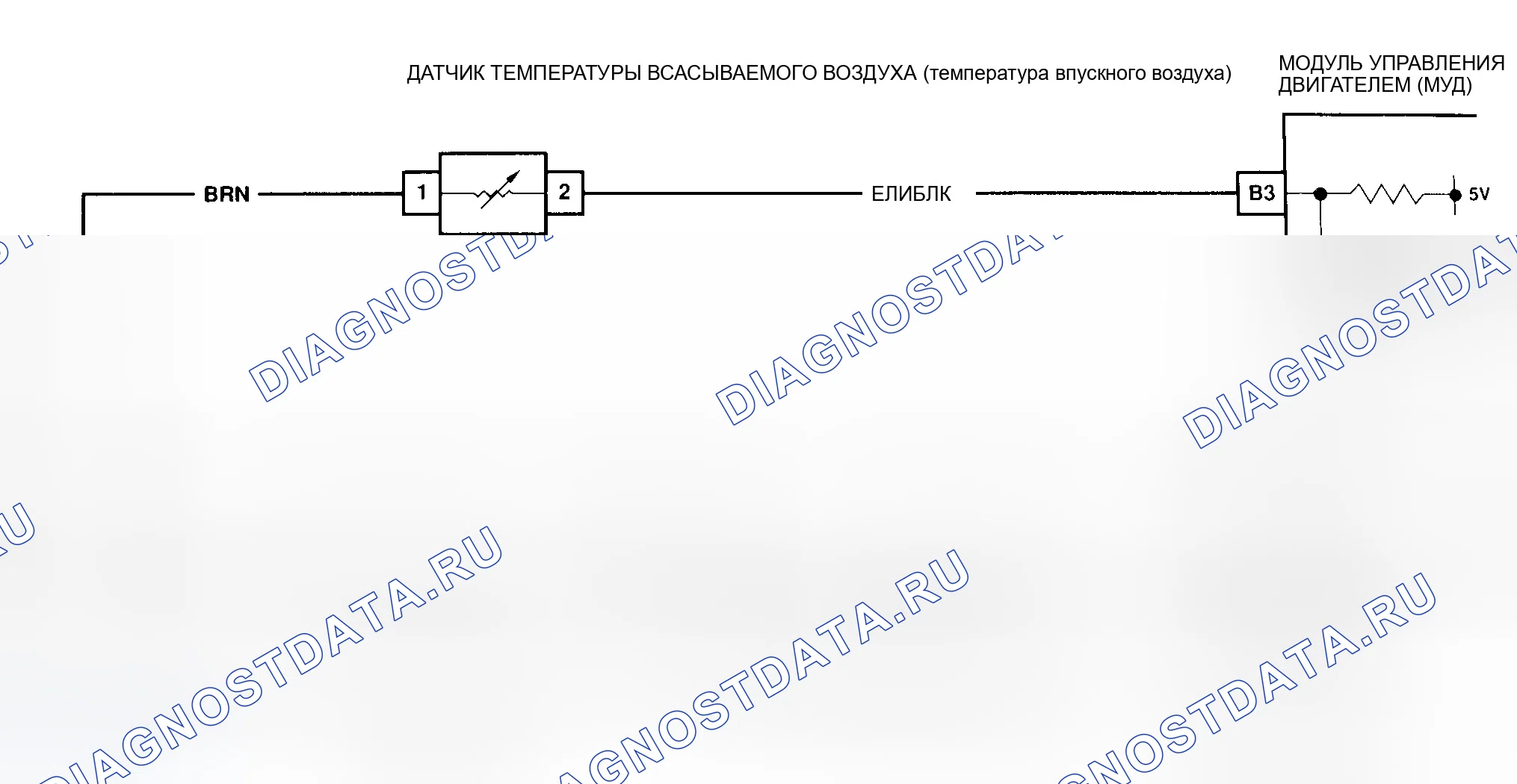Рис. 39: КОД 24 - Схема (Prizm) датчика температуры всасываемого воздуха, разомкнутая или короткозамкнутая цепь. Geo Prizm II