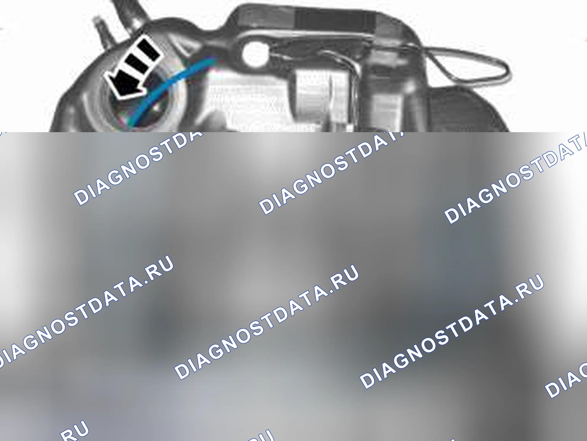 Рис. 22: Прокладка кабеля при замене топливного бака. Volvo S80 I рестайлинг