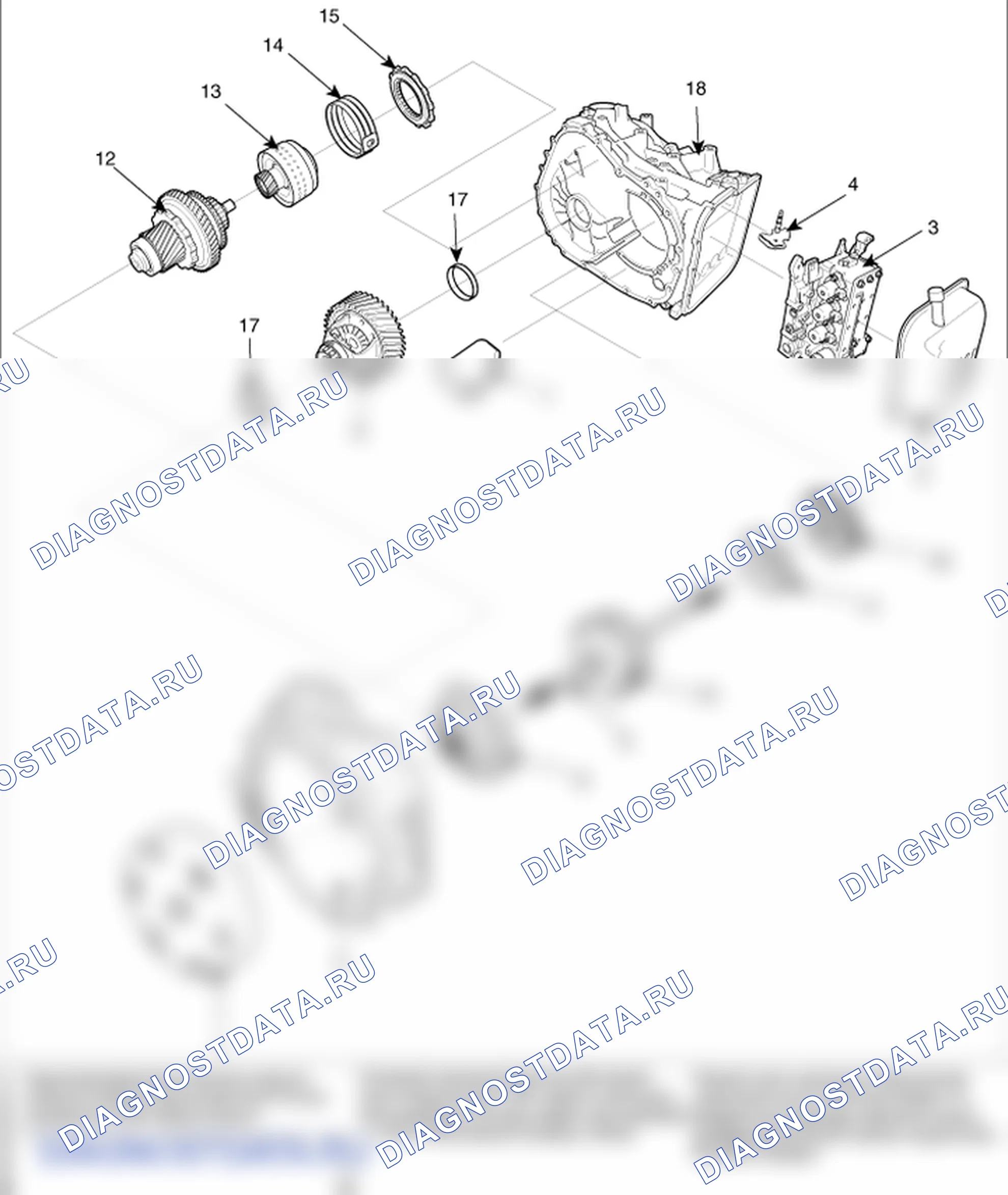 Расположение деталей акпп. Hyundai Santa Fe CM