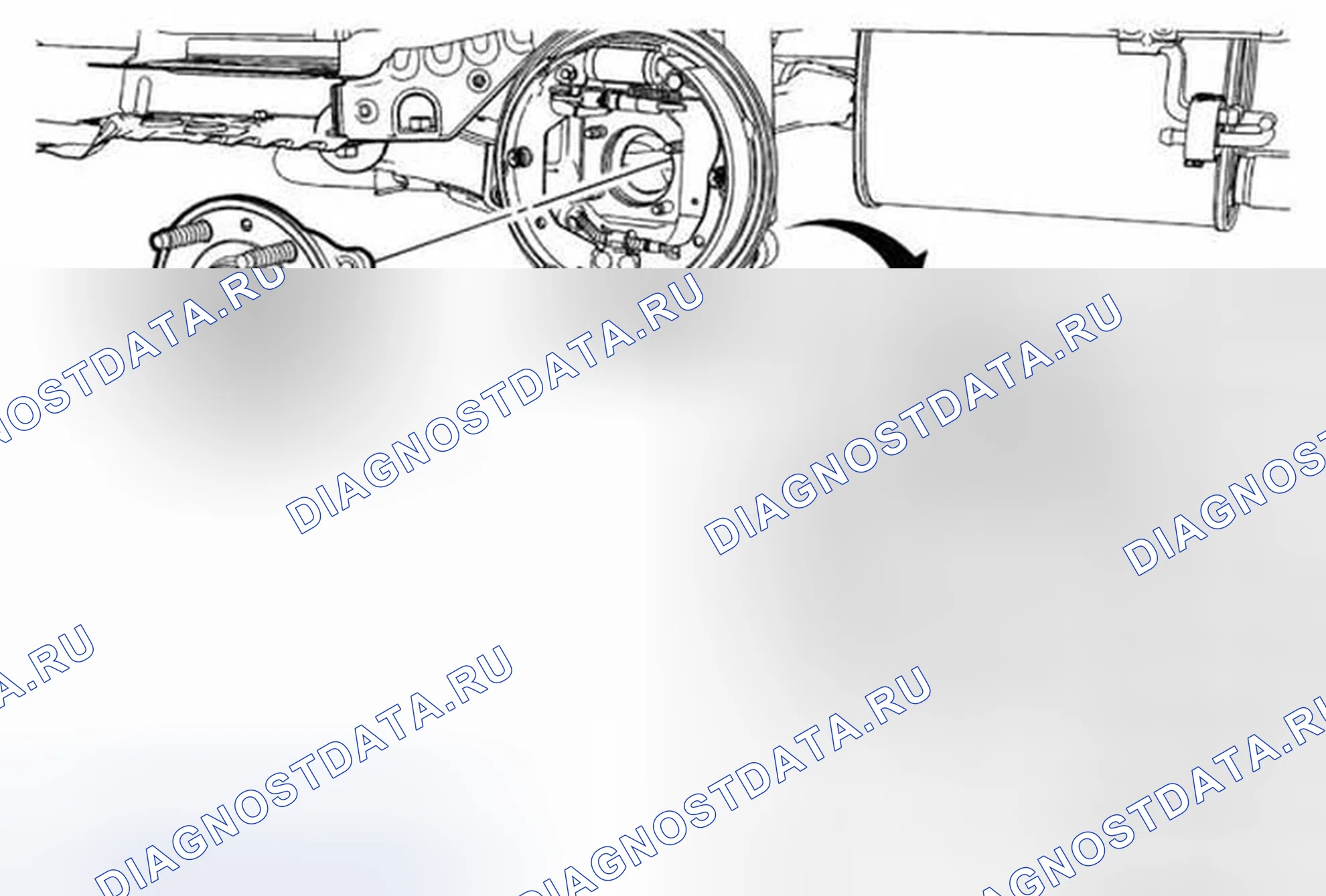Рис. 1: Замена подшипника заднего колеса и ступицы (барабанный тормоз). Chevrolet Sonic I