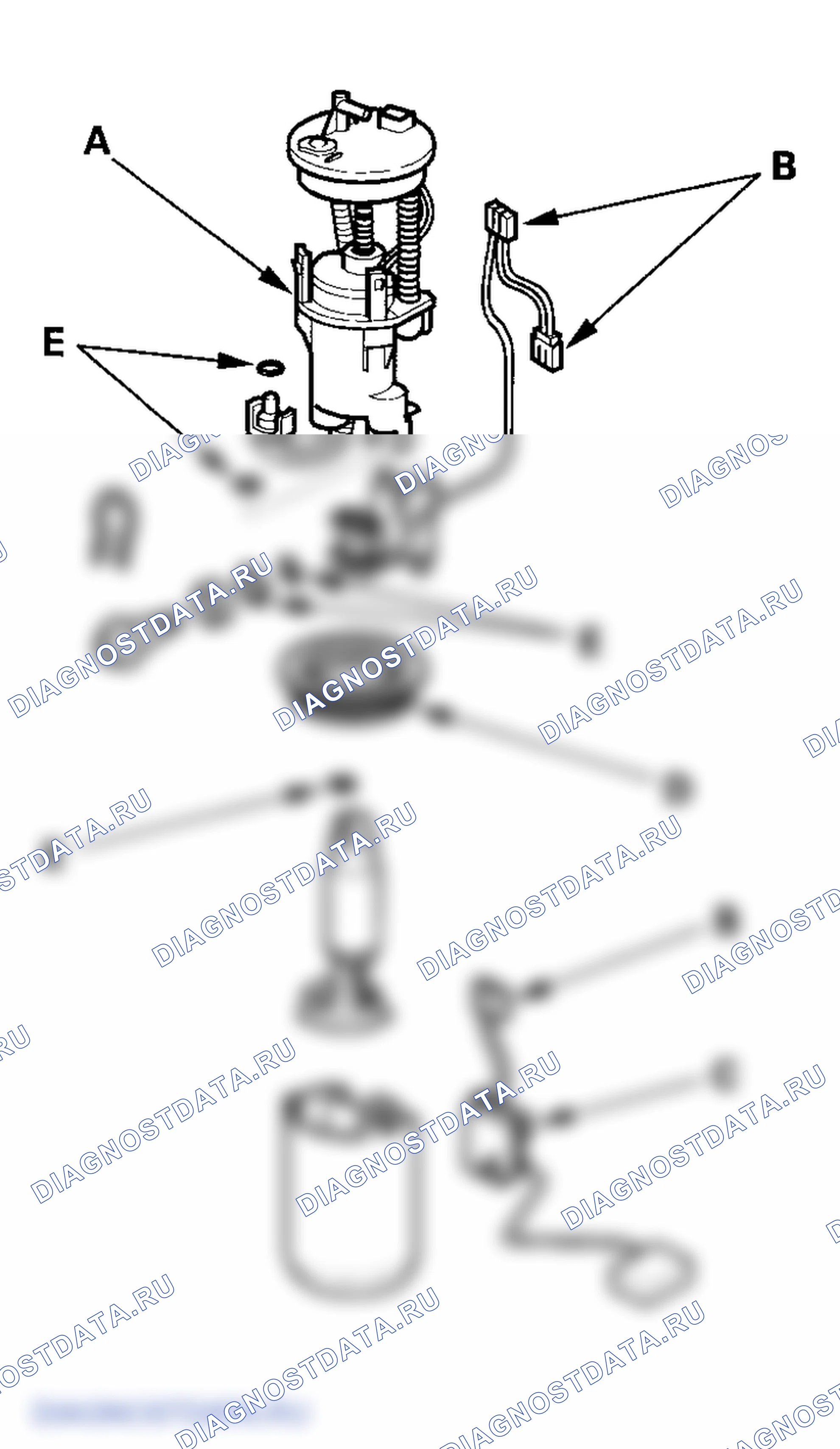 Рис. 32: Замена топливного фильтра. Honda Element YH2