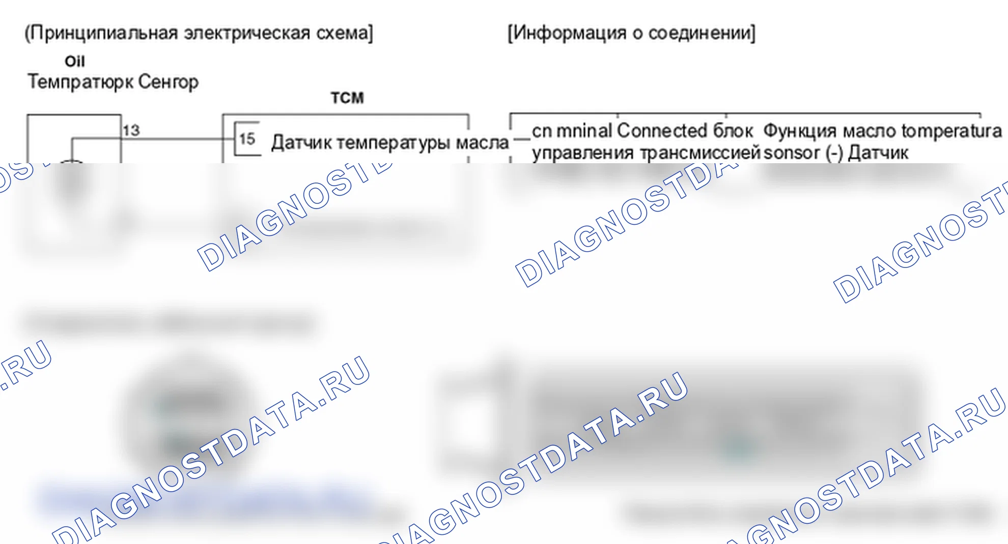 Фрагмент электросхемы: Датчик температуры масла трансмиссия. Hyundai ix35 EL