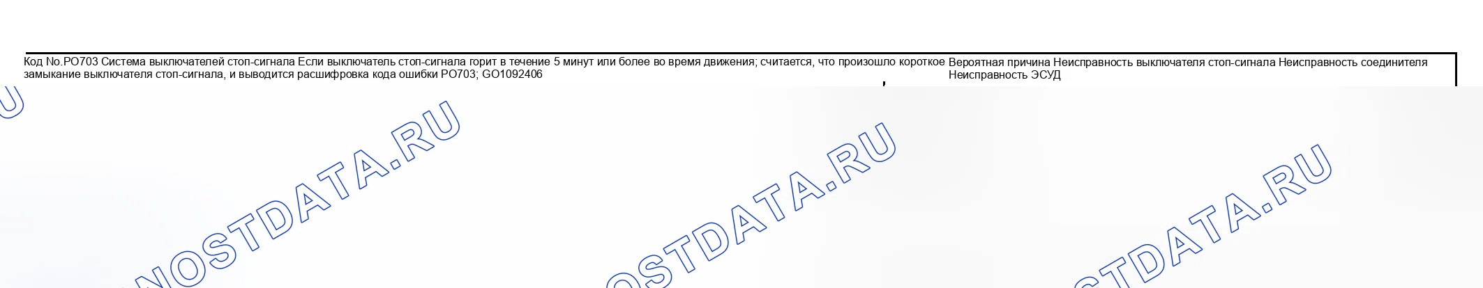 Рис. 85: расшифровка кода ошибки P0703: СИСТЕМА ВЫКЛЮЧАТЕЛЕЙ СТОП-СИГНАЛА. Kia Sedona I