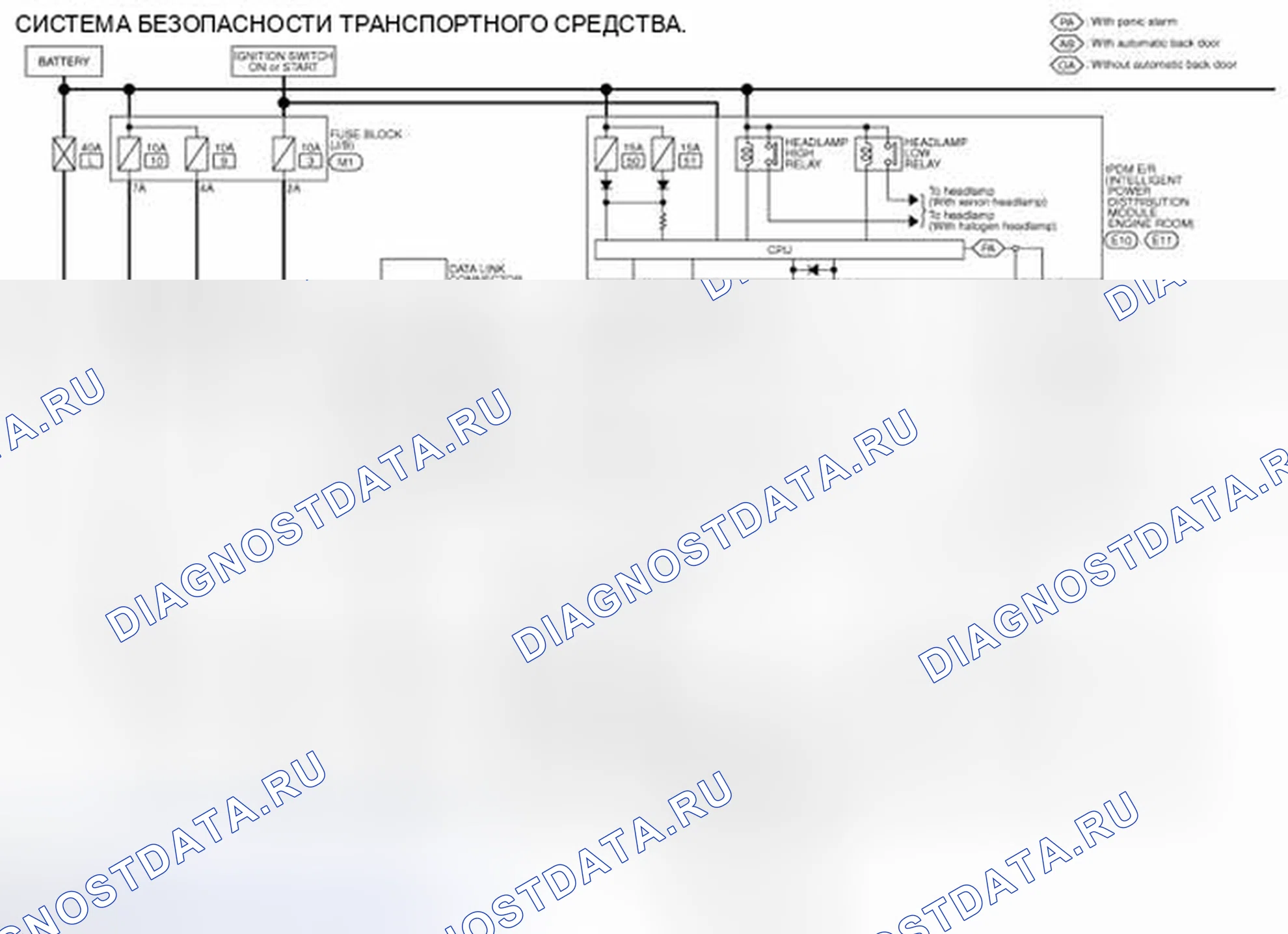 Рис. 22: электросхема - СИСТЕМА БЕЗОПАСНОСТИ ТРАНСПОРТНОГО СРЕДСТВА. Nissan Murano Z51 рестайлинг 2