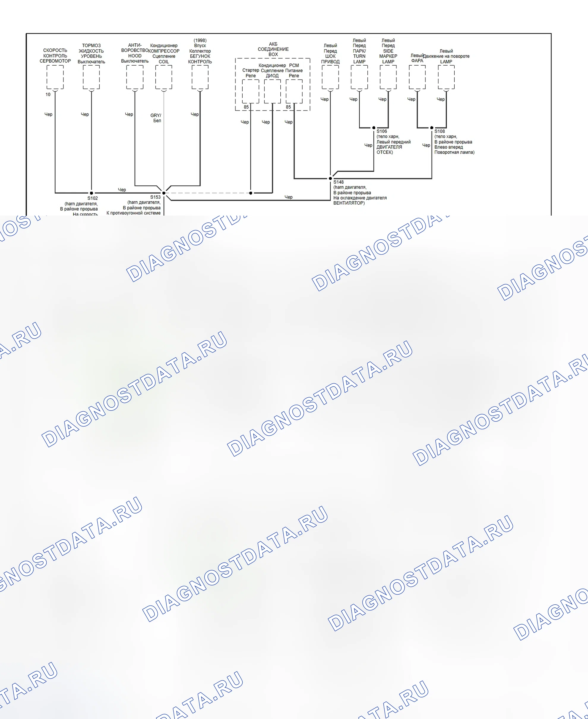 Рис. 77: Схема массы (Continental - 1 из 3). Hyundai Porter II
