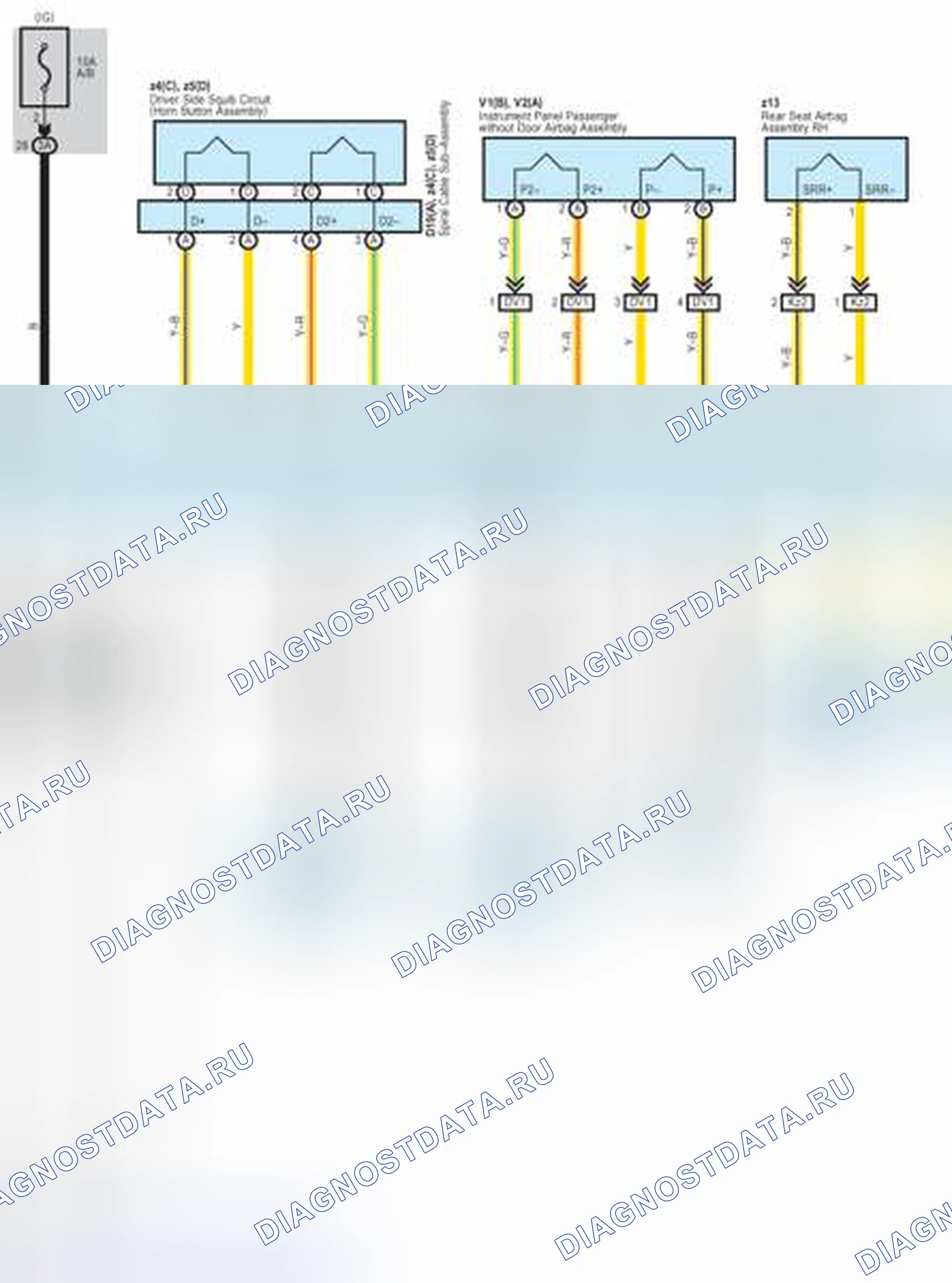 Рис. 311: Схема подключения системы SRS (1 из 5). Toyota Avalon XX40