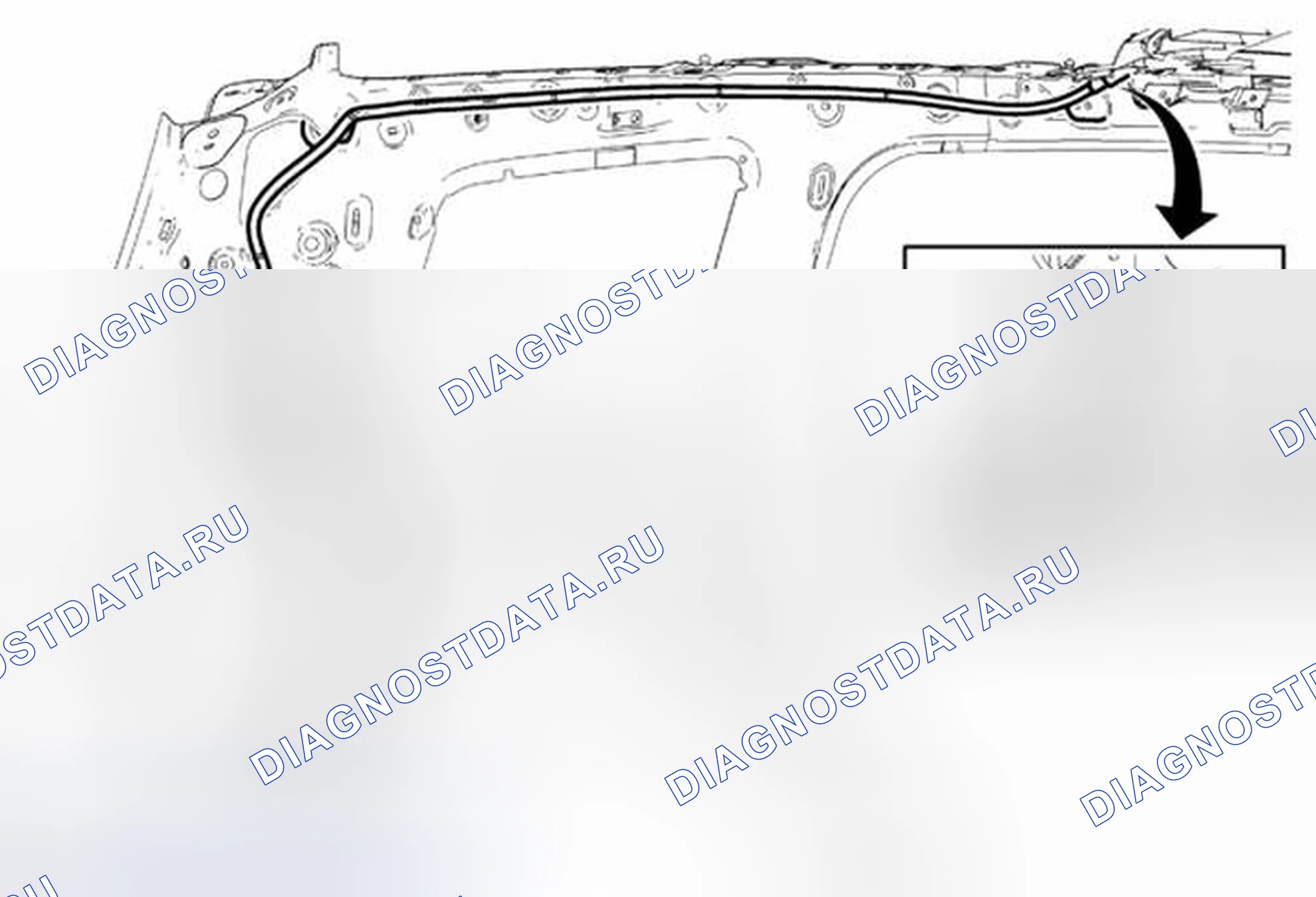 Рис. 4: Замена заднего дренажного шланга корпуса люка. Chevrolet Orlando I
