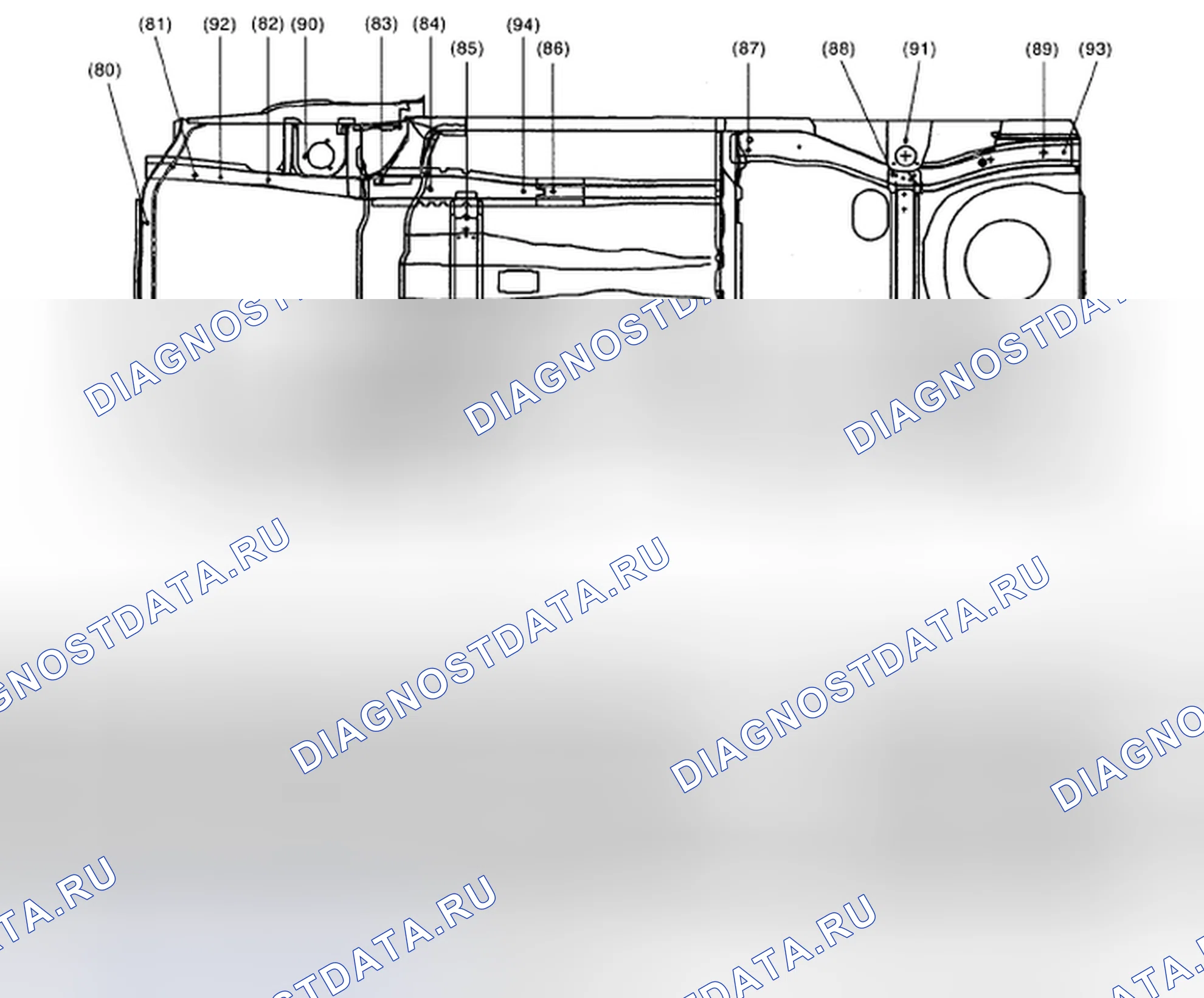 Рис. 44: Определение опорных точек нижней части тела. Subaru Impreza WRX GD/GG рестайлинг 2