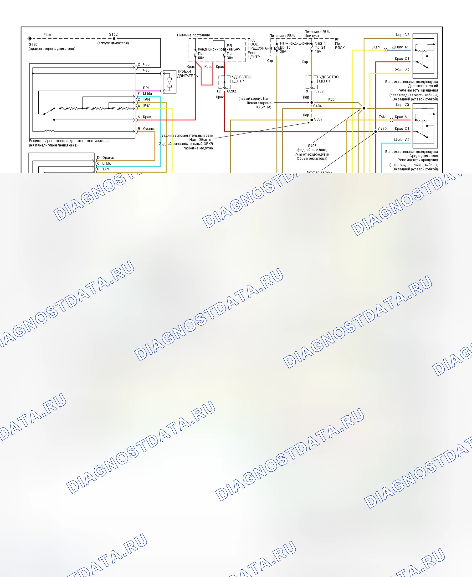 Рис. 2: Схема подключения ручной системы A / C-отопитель (грузовой фургон). Chevrolet Chevy Express G3500 