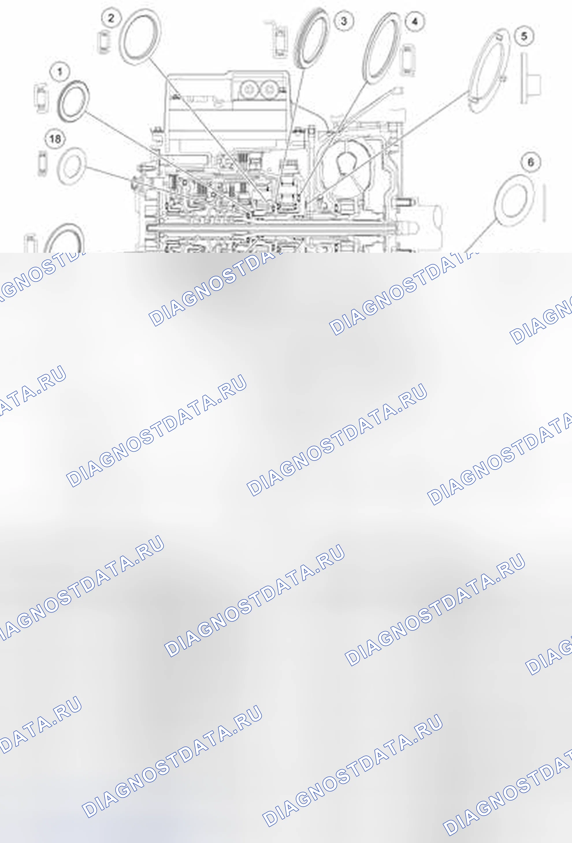 Рис. 142: Втулки, подшипник и фиксатор упорной шайбы. Hyundai Matrix I рестайлинг