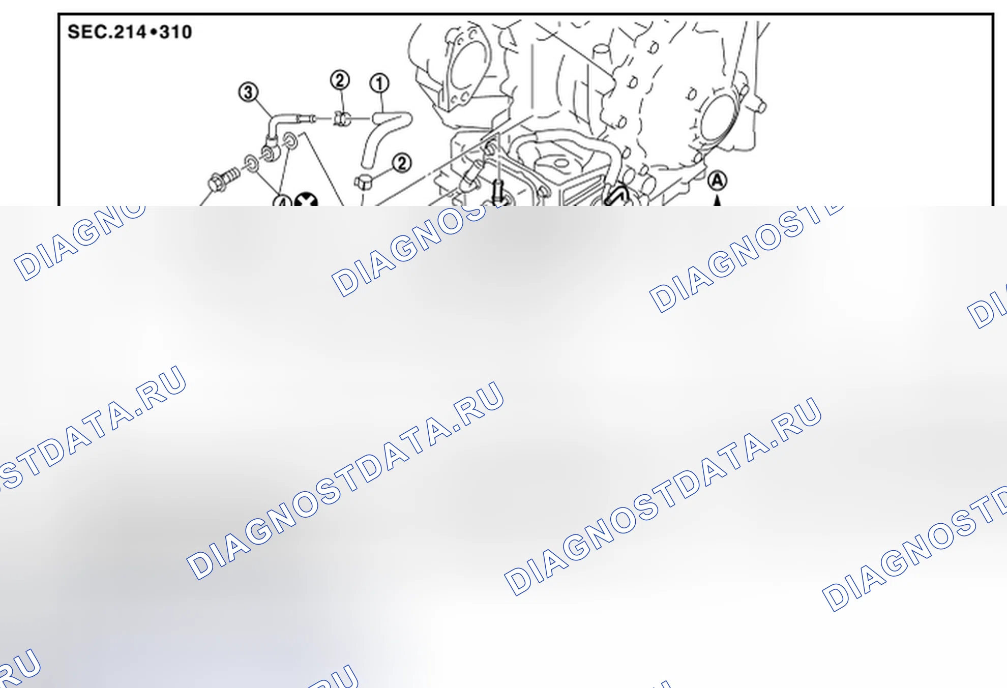 Рис. 45: ШЛАНГ ОХЛАДИТЕЛЯ ЖИДКОСТИ CVT: Разнесенный вид. Nissan Quest IV
