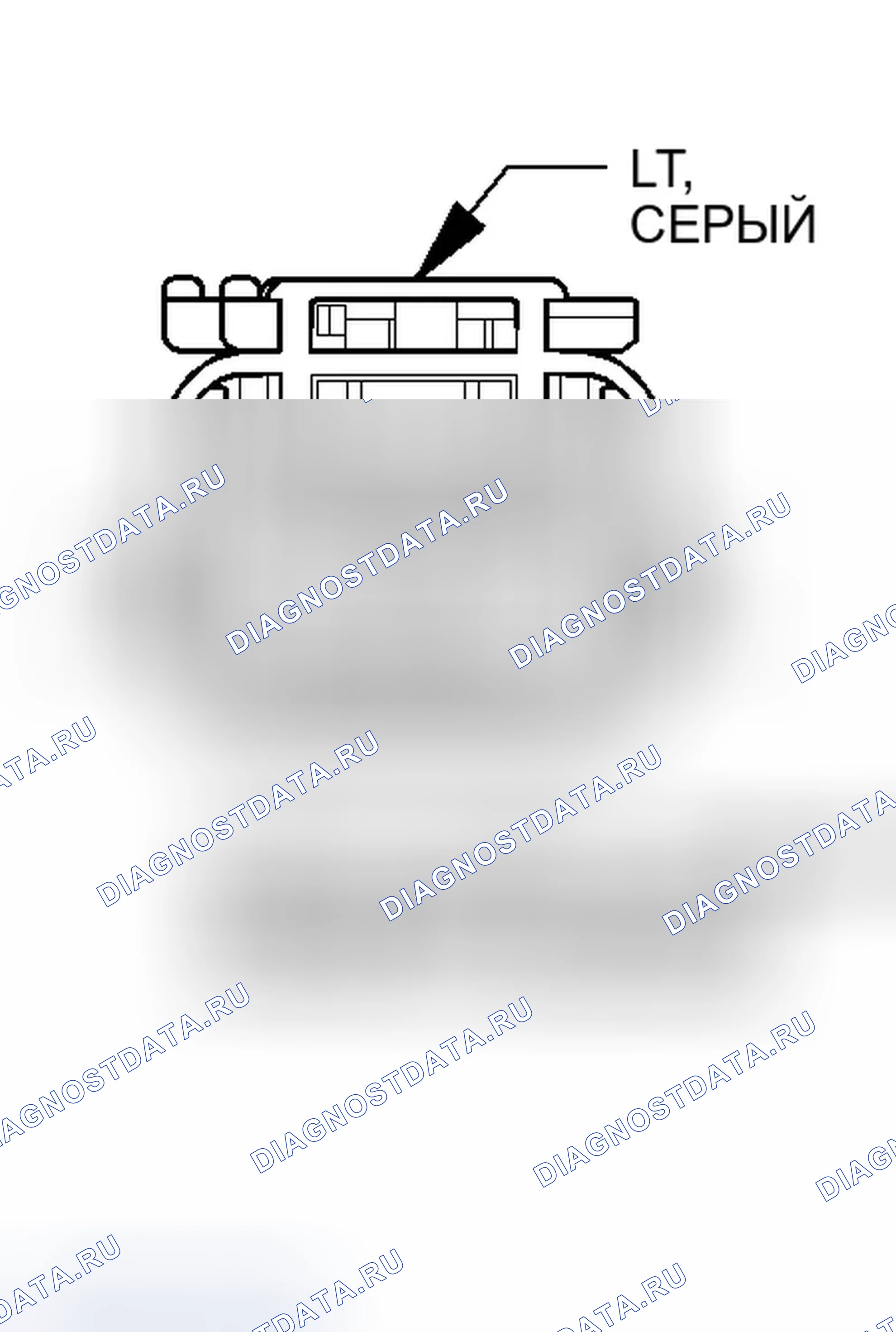 Рис. 121: Вид с торца разъема правого переднего окна Express Motor (кроме основания). Dodge Magnum I