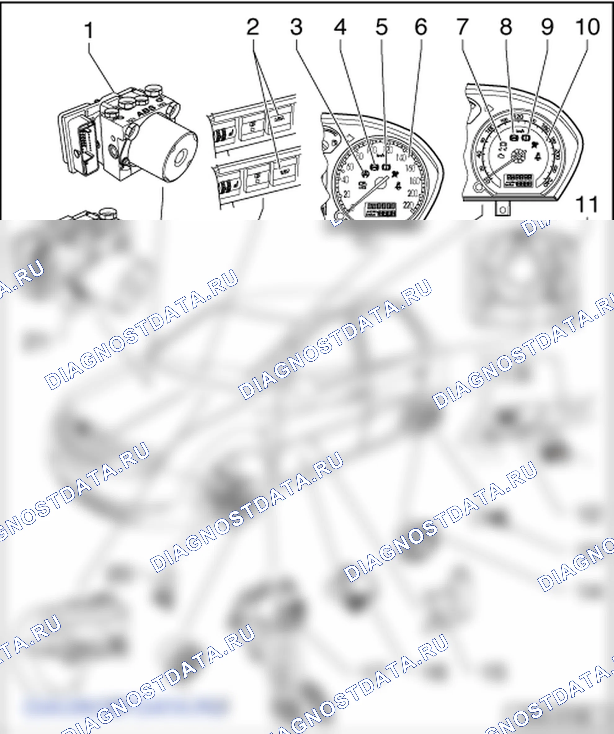 Электрические/электронные узлы и места установки систем ABS/ESP BOSCH 5.7 и BOSCH 8.0. Skoda Fabia I