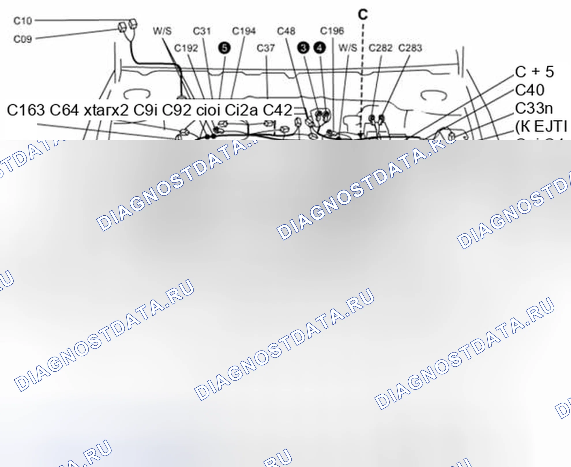 Рис. 20: A: Кабель аккумулятора / C: жгут двигателя. Suzuki SX4 I рестайлинг
