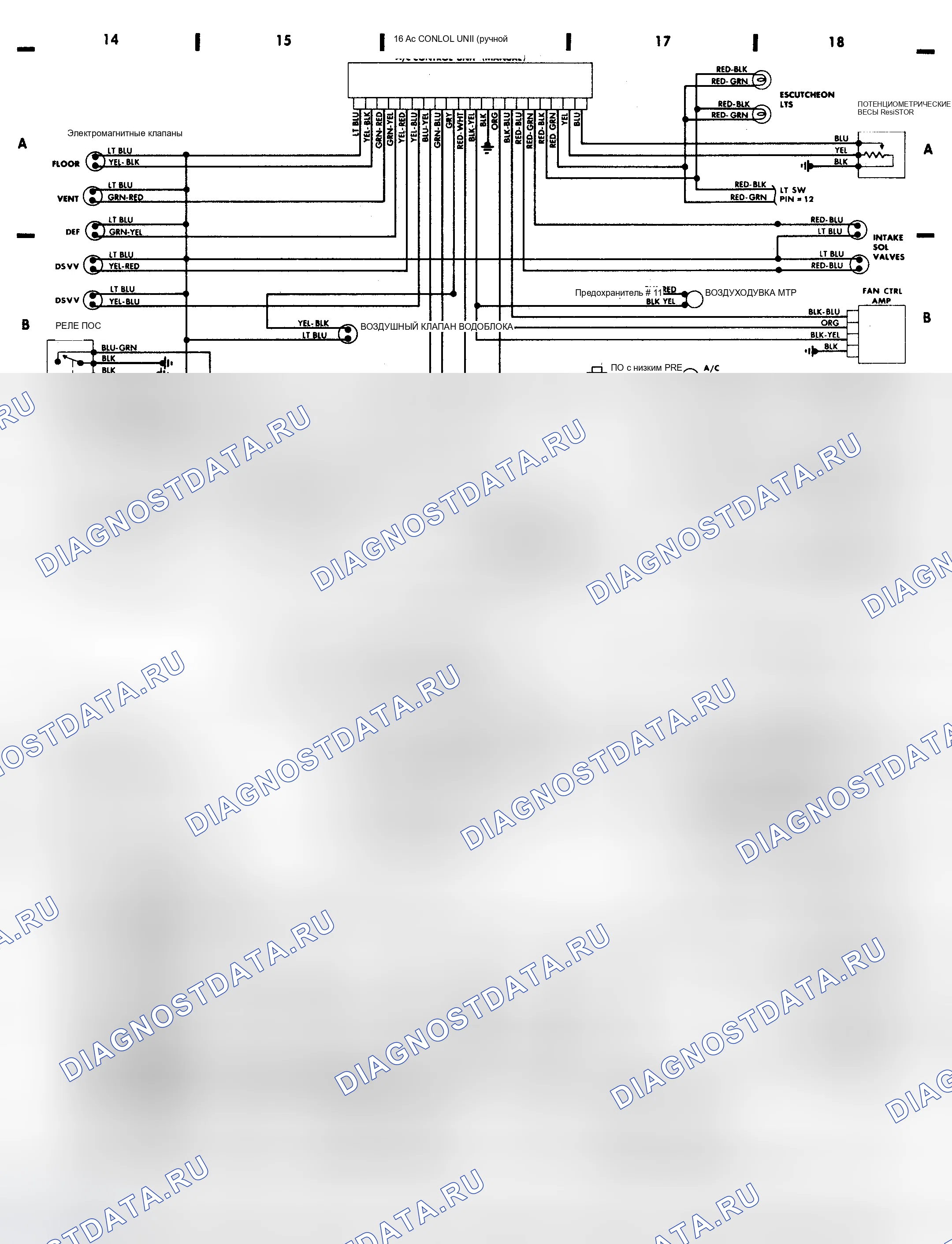 Рис. 13: Underdash (Продолжение) (Сетки 14-18). Nissan 300ZX Z31