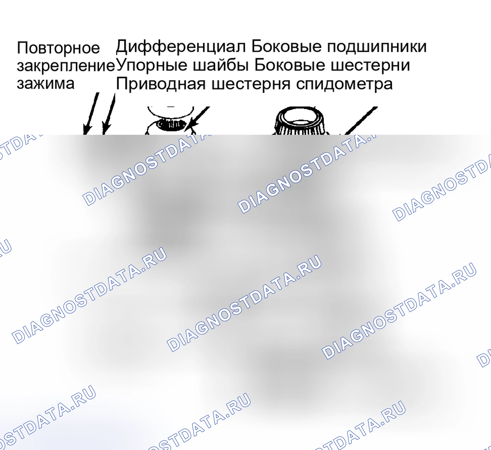 Рис. 42: Дифференциальная повторная сборка и регулировка предварительной нагрузки. Volkswagen Jetta I