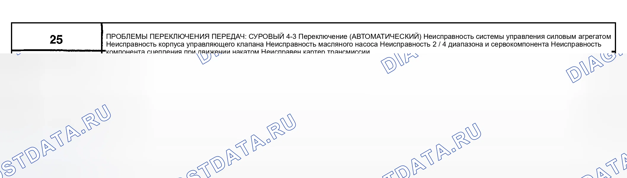Рис. 276: диагностический тест 25: ПРОБЛЕМЫ ПЕРЕКЛЮЧЕНИЯ ПЕРЕДАЧ: ЖЕСТКОЕ ПЕРЕКЛЮЧЕНИЕ 4-3 (АВТОМАТИЧЕСКОЕ). Mazda Tribute I