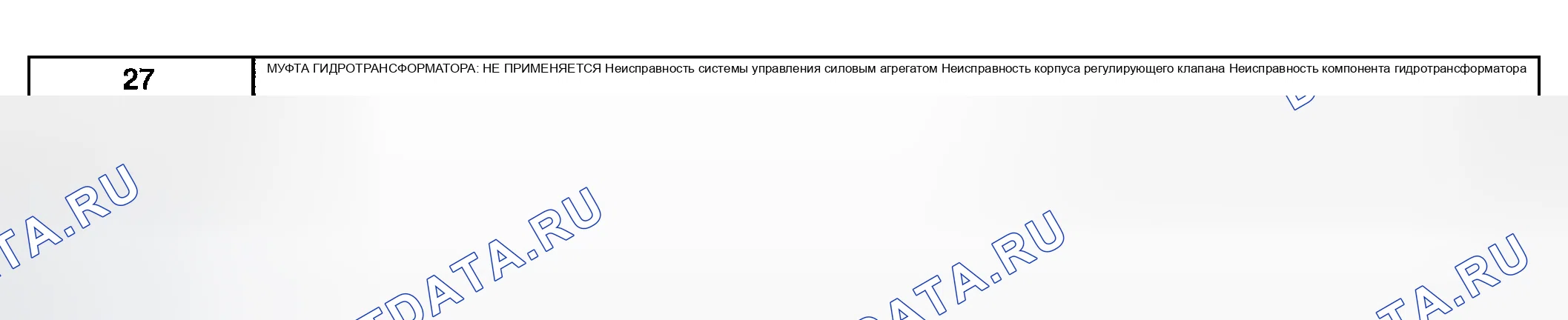 Рис. 282: КОНТРОЛЬНАЯ ТОЧКА 27: ПРОБЛЕМЫ ПЕРЕКЛЮЧЕНИЯ ПЕРЕДАЧ: МУФТА ГИДРОТРАНСФОРМАТОРА: НЕ ПРИМЕНЯЕТСЯ. Mazda Tribute I