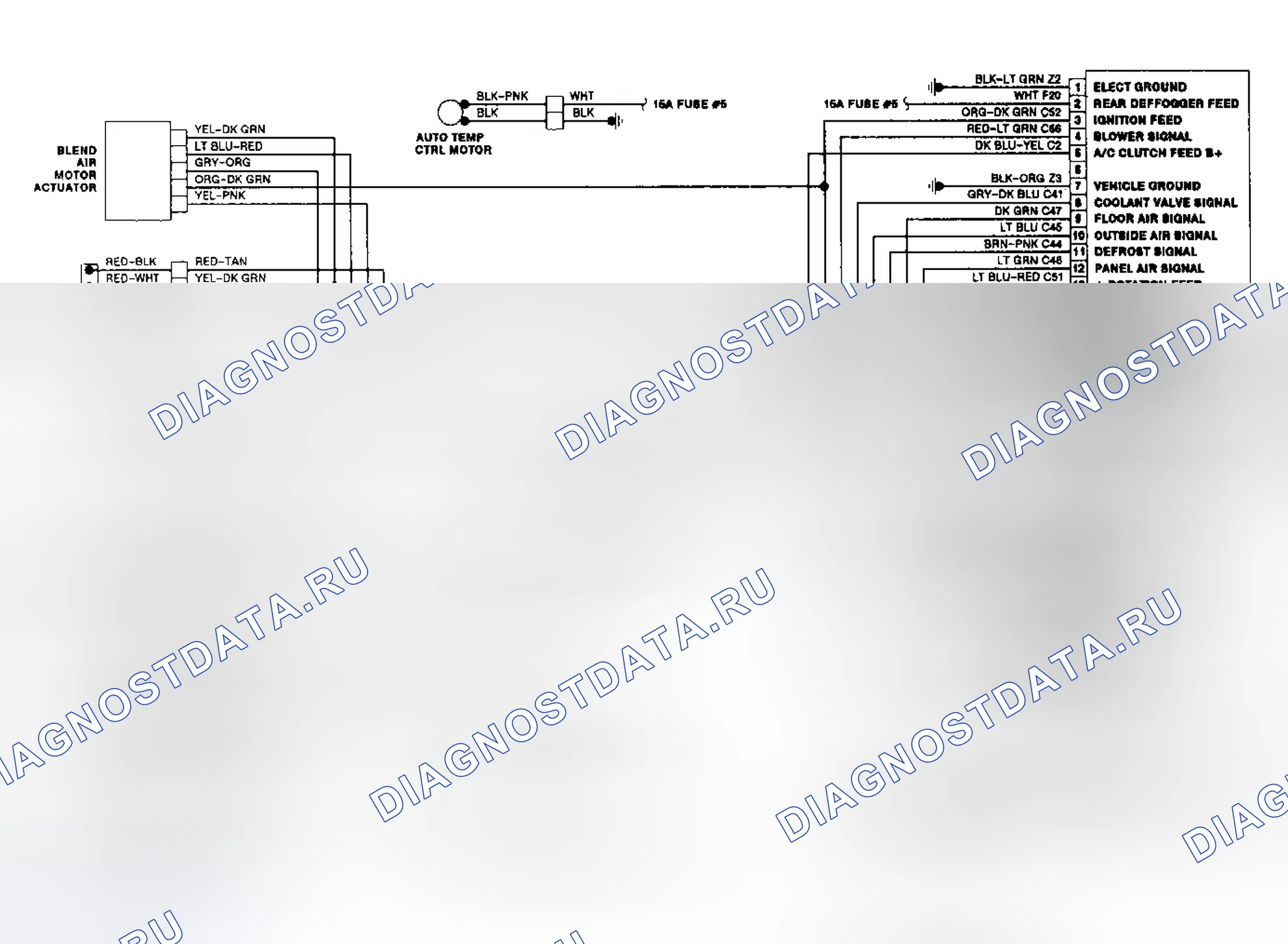 Рис. 6: Схема подключения автоматического A / C-нагревателя (lebaron купе / Conv.). Chrysler New Yorker XIII