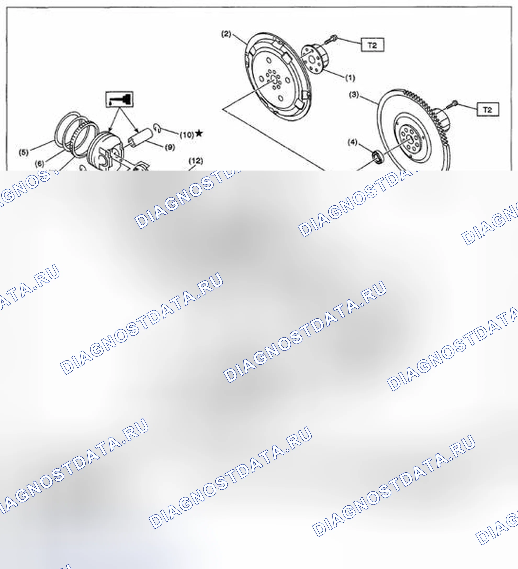 Рис. 566: КОЛЕНЧАТЫЙ ВАЛ И ПОРШЕНЬ. Subaru Impreza WRX STI GR