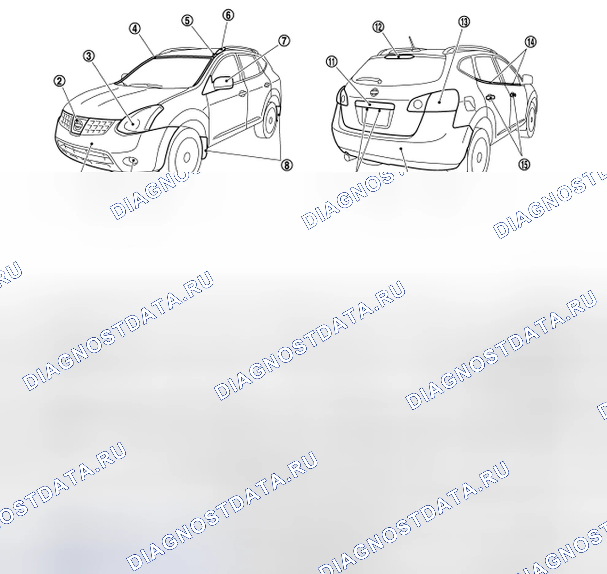 Рис. 15: РАСПОЛОЖЕНИЕ ПЛАСТМАССОВЫХ ДЕТАЛЕЙ. Honda S-MX I