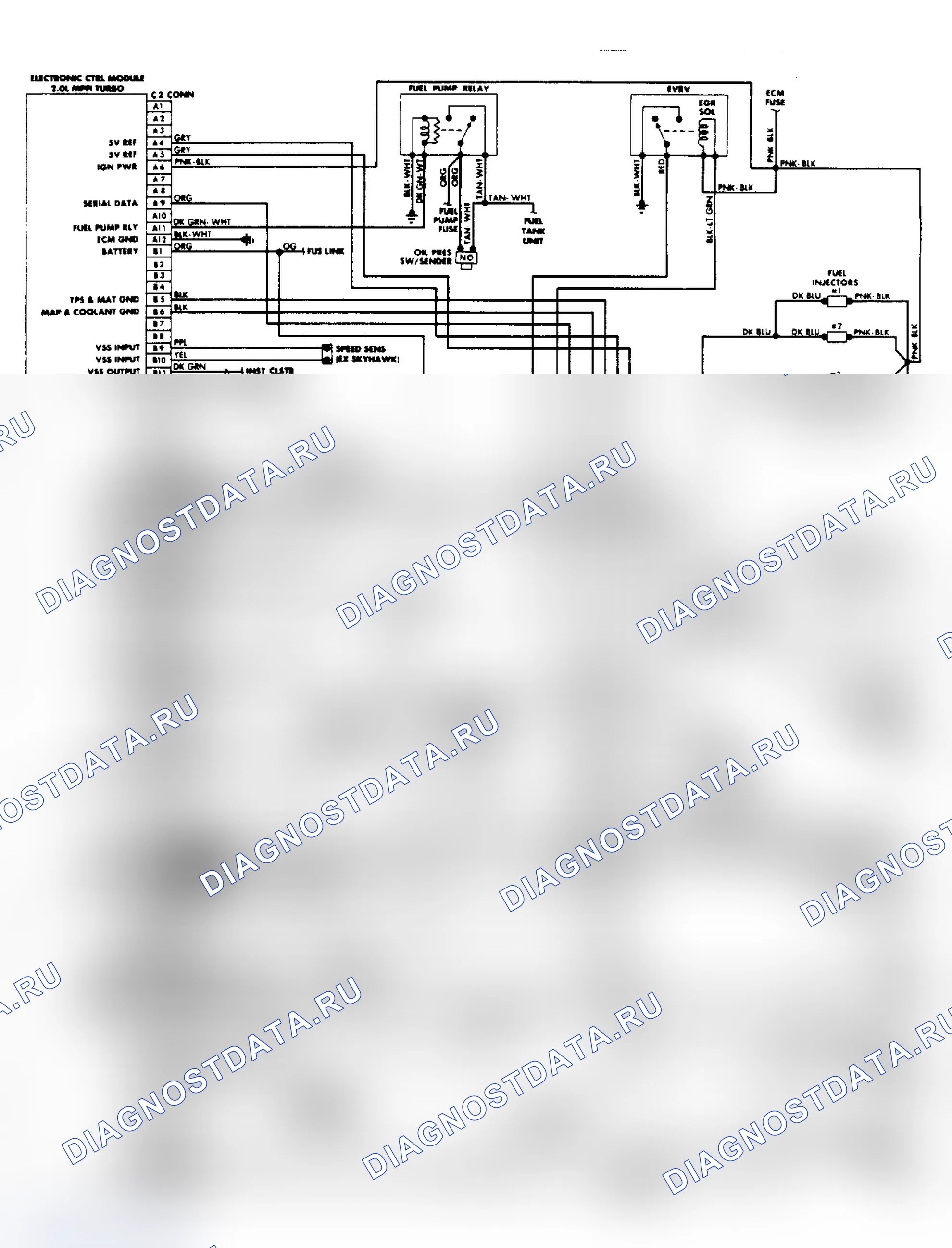 Рис. 13: Схема подключения: система впрыска топлива 2.0L Turbo Port. Buick Electra VI