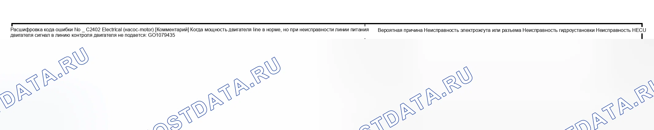 Рис. 53: расшифровка кода ошибки C2402: электрооборудование (ДВИГАТЕЛЬ НАСОСА). Geely Xingyue L I