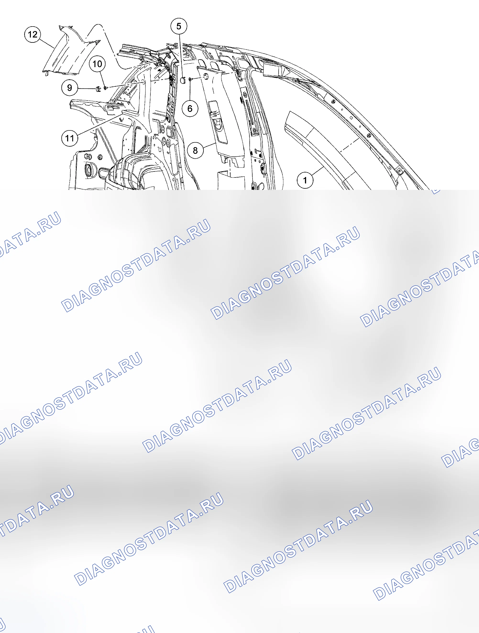 Рис. 15: Внутренняя отделка - покомпонентный вид. Hyundai Mistra II