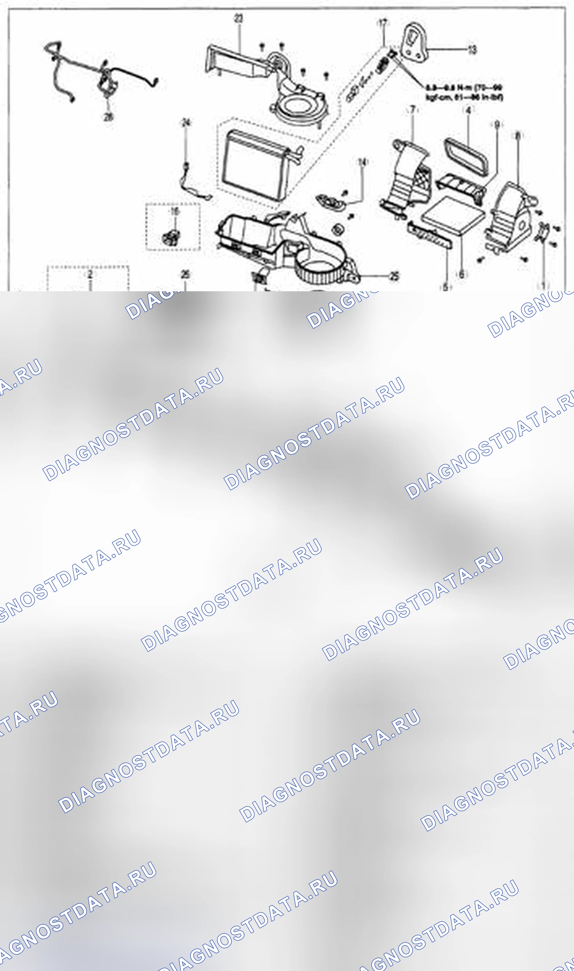 Рис. 78: РАЗБОРКА / СБОРКА АГРЕГАТА КОНДИЦИОНИРОВАНИЯ ВОЗДУХА. Honda CR-V II рестайлинг