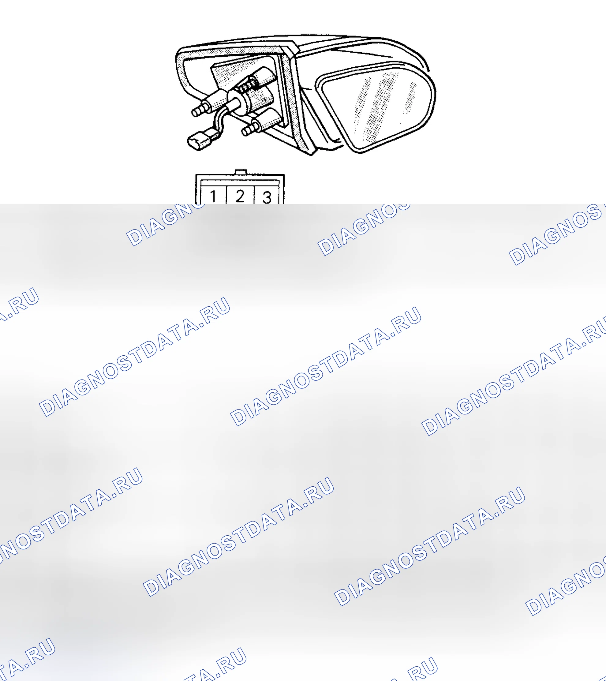 Рис. 1: УЗЕЛ ЭЛЕКТРИЧЕСКОГО ЗЕРКАЛА С ДИСТАНЦИОННЫМ УПРАВЛЕНИЕМ. Mazda MPV III