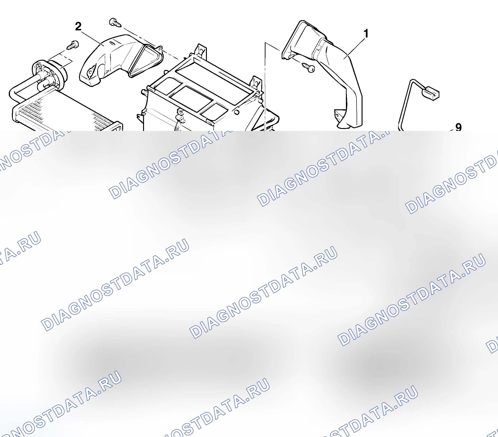Рис. 211: РАЗБОРКА И СБОРКА БЛОКА НАГРЕВАТЕЛЯ. Mitsubishi Lancer Evolution IX