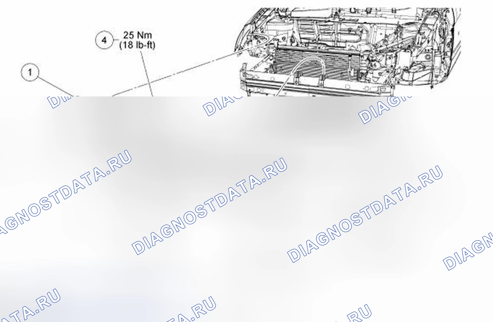 Рис. 43: Усиление панели проема радиаторной решетки. Ford Focus II рестайлинг
