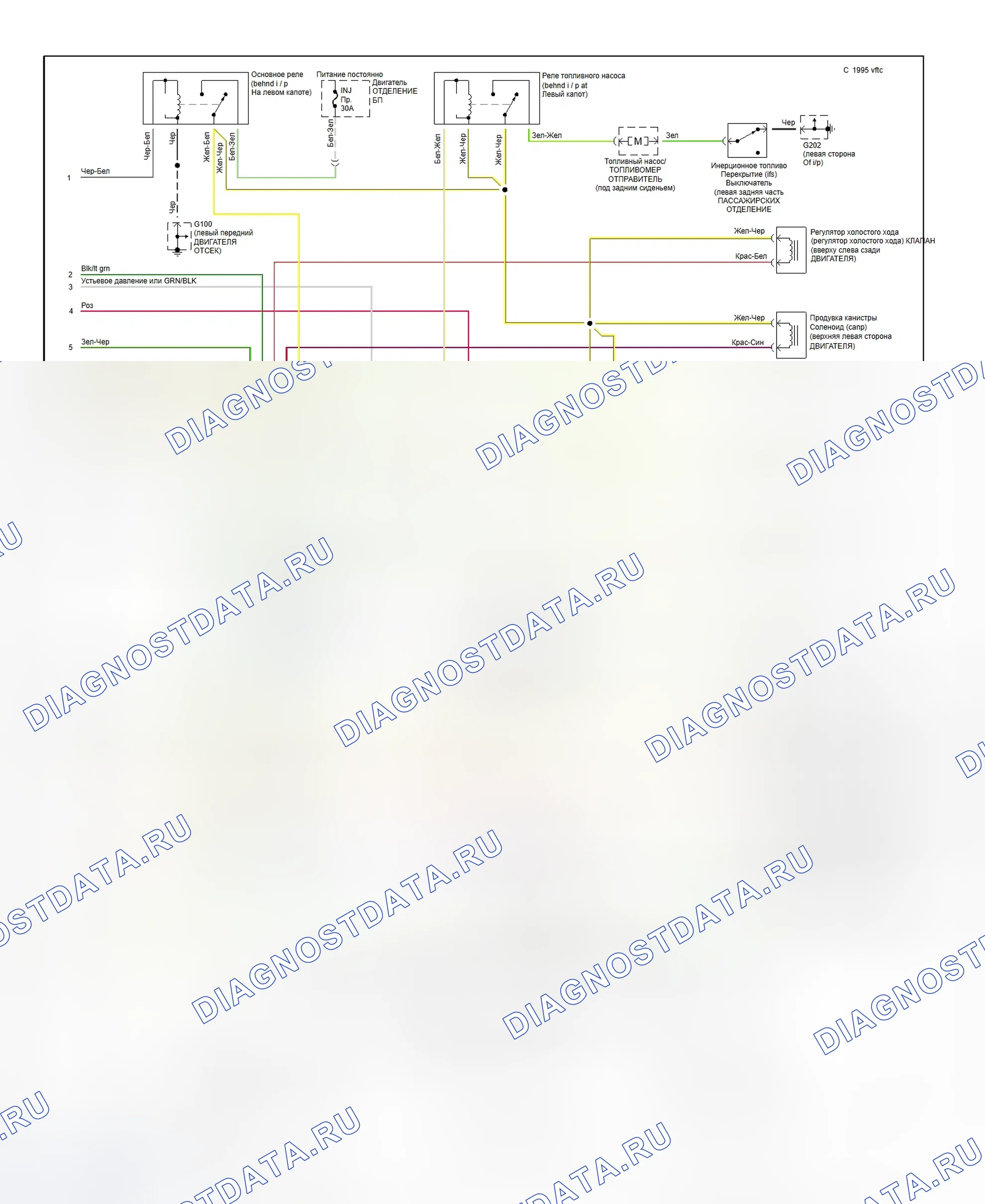 Рис. 2: электросхема (Aspire 1.3L - 2 из 2). Ford Aspire I